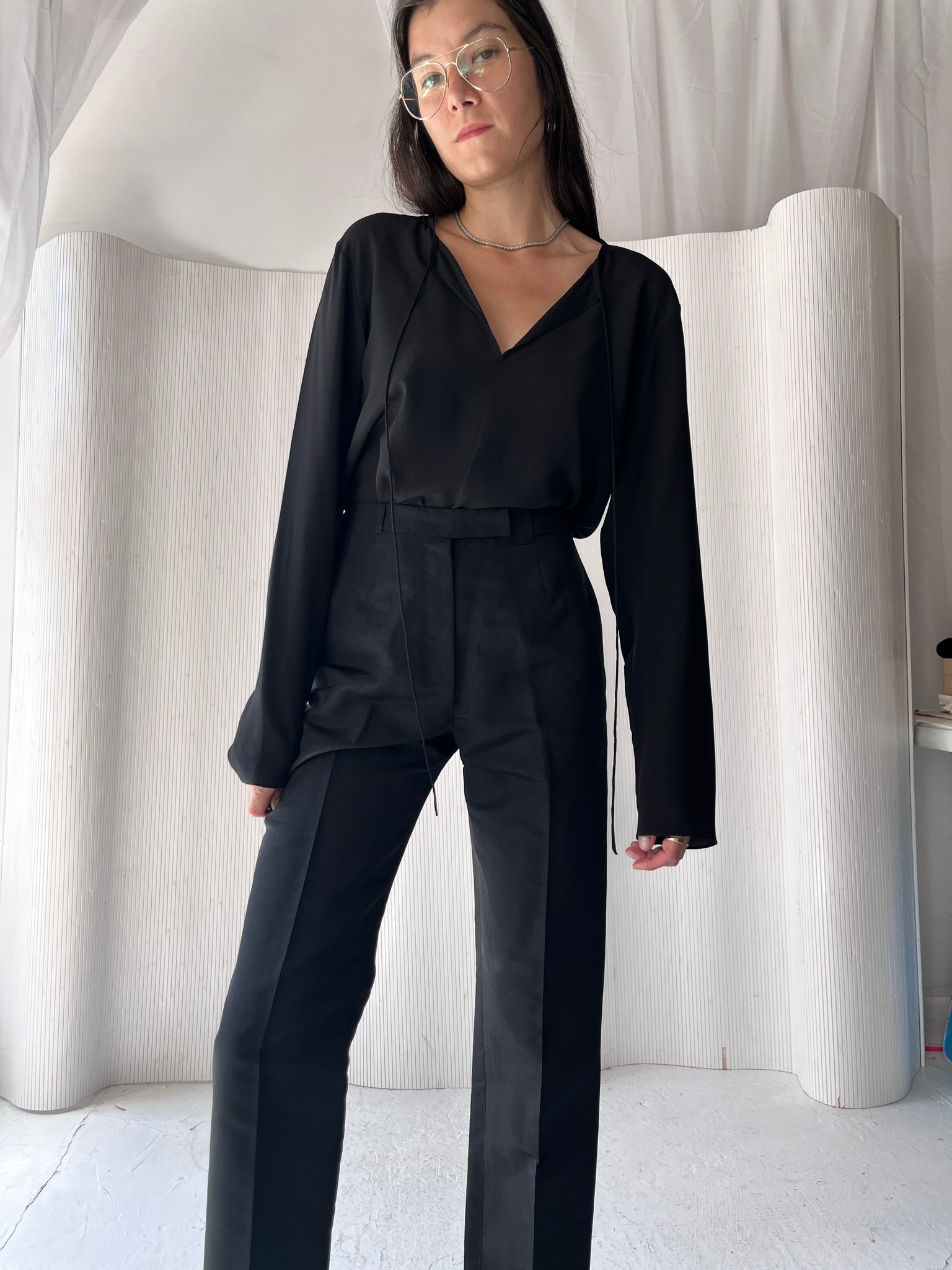 Matteau black silk blouse