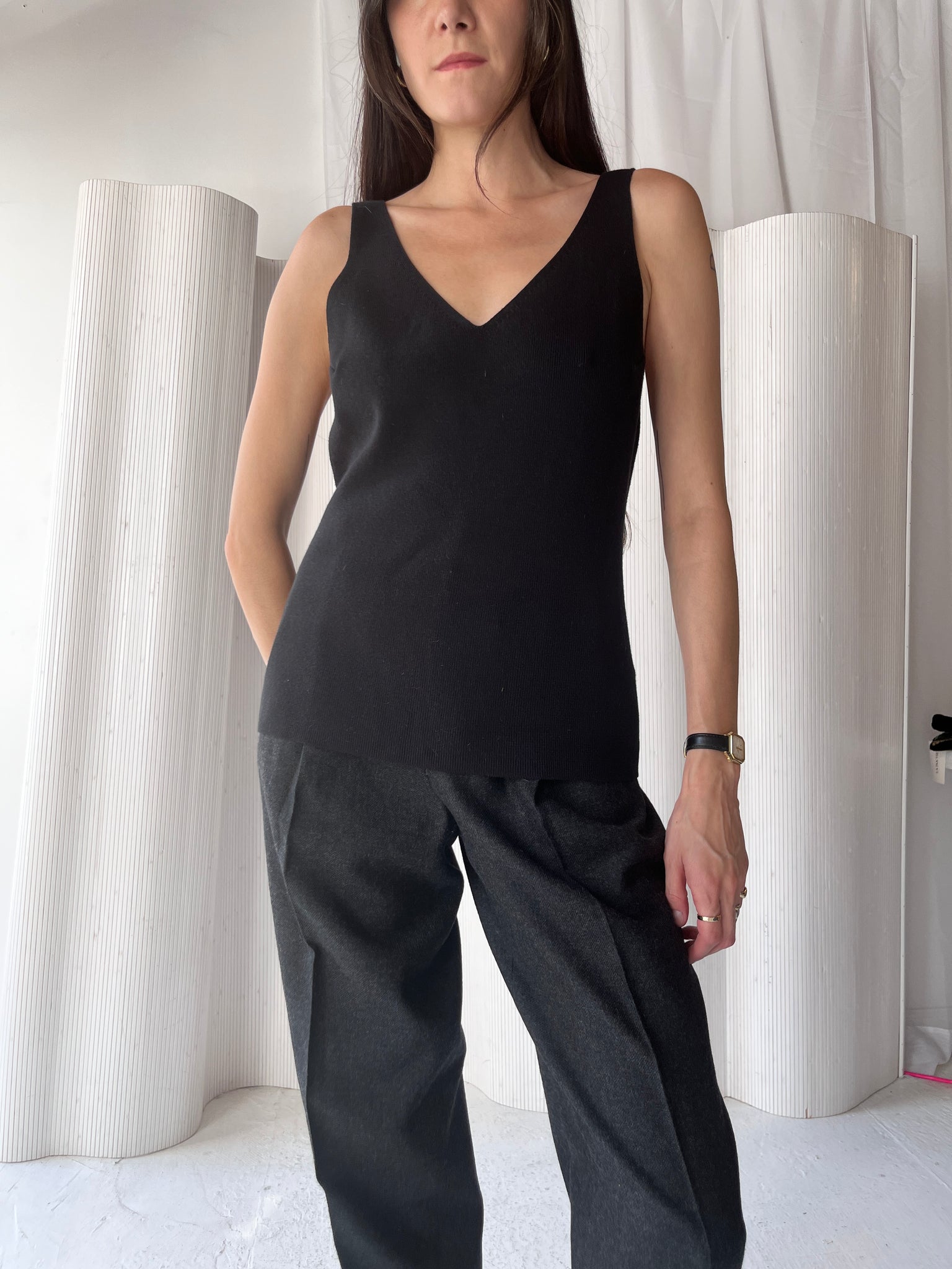 Pierre Cardin black knit tank