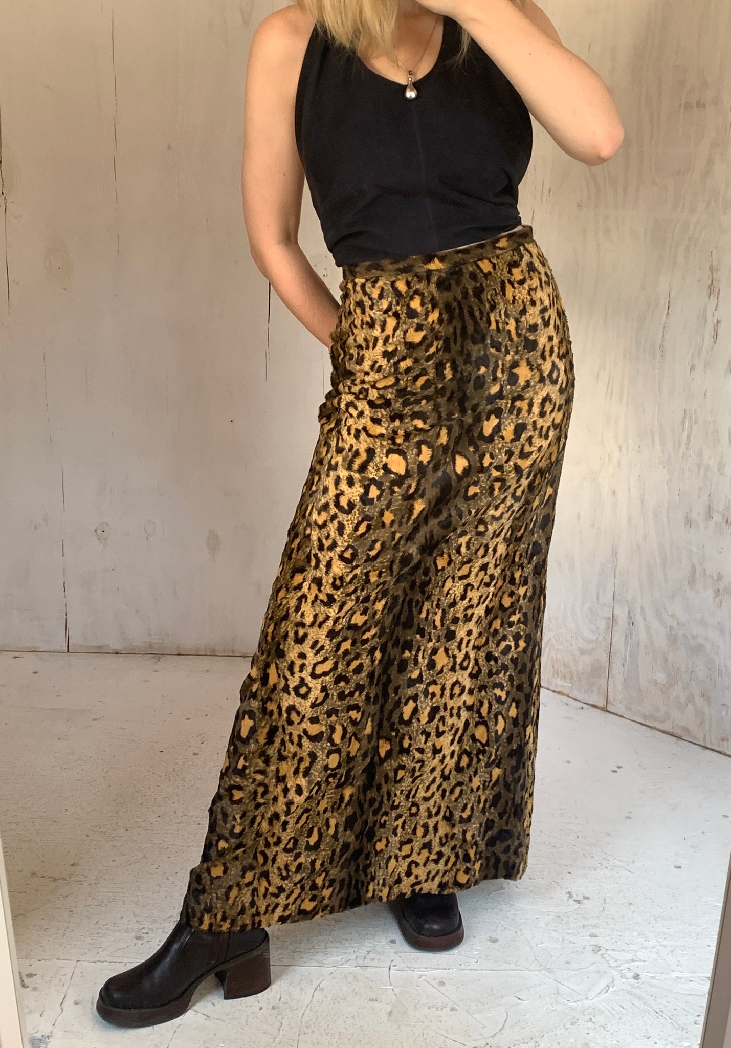 Vintage Leopard Print Maxi Skirt