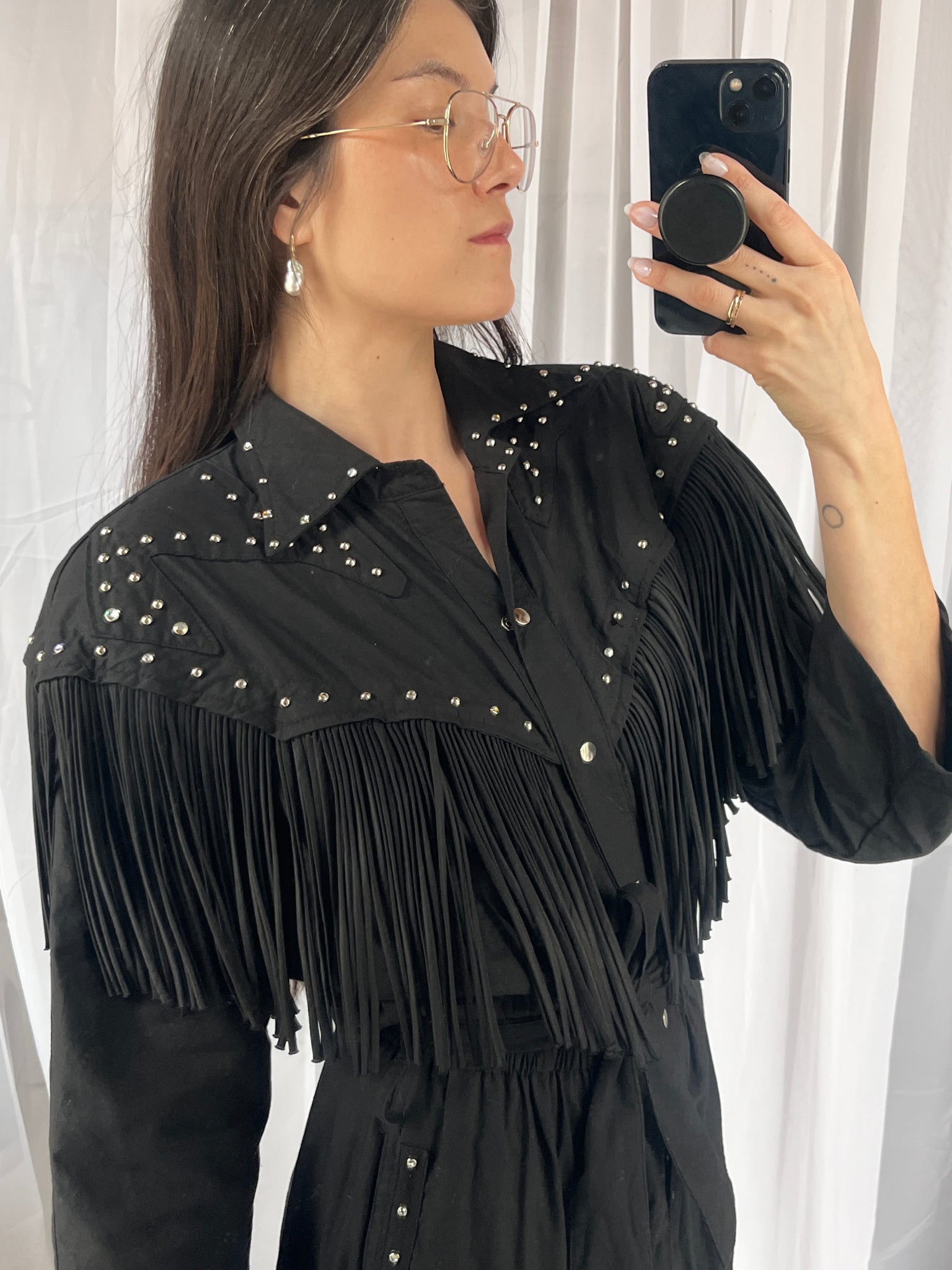 1980s Varda Garfinkel fringed western dress