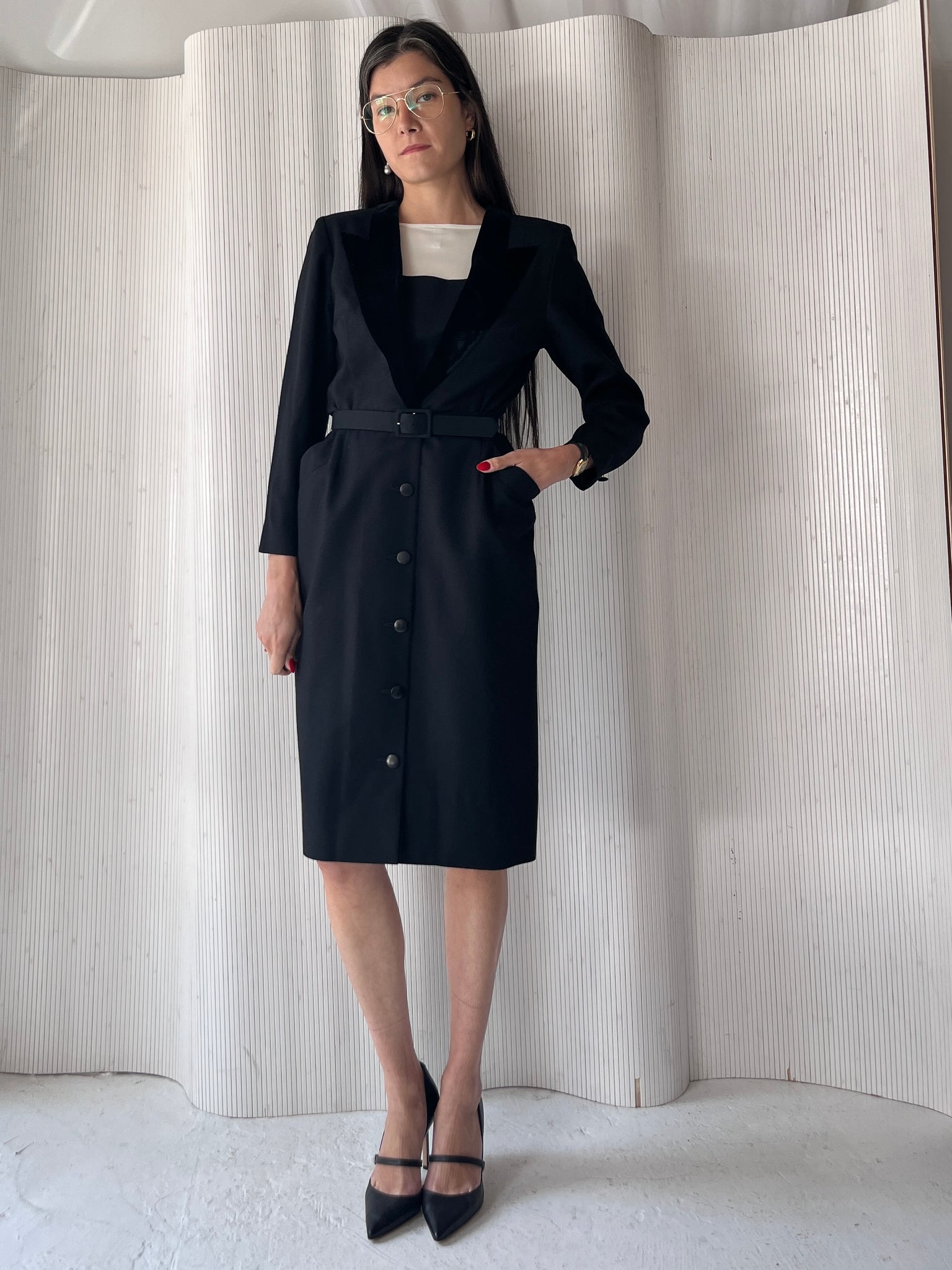 Dior Black Wool Belted Dress