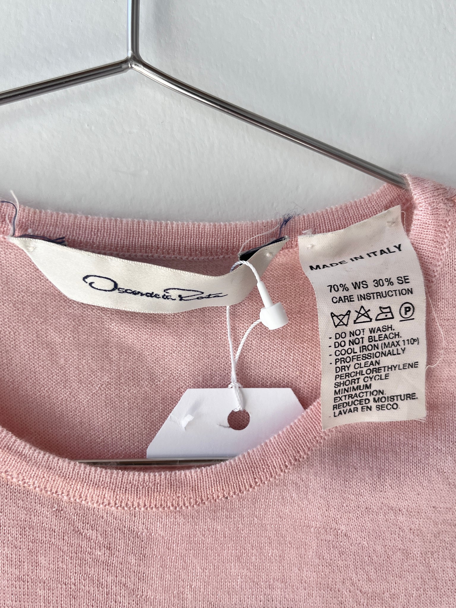 Oscar de la Renta Silk and Cashmere Pink Tank, S