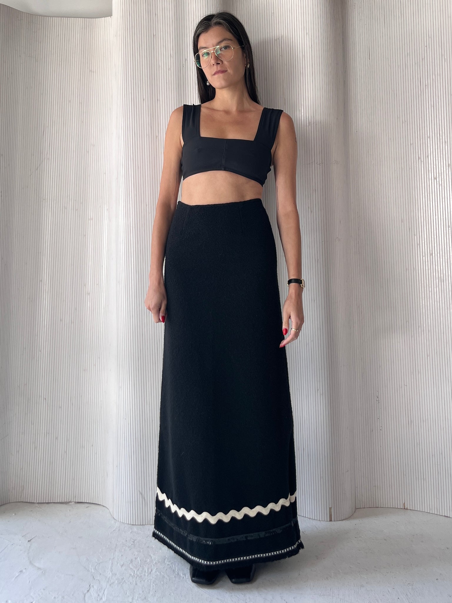 Black Wool Maxi Skirt