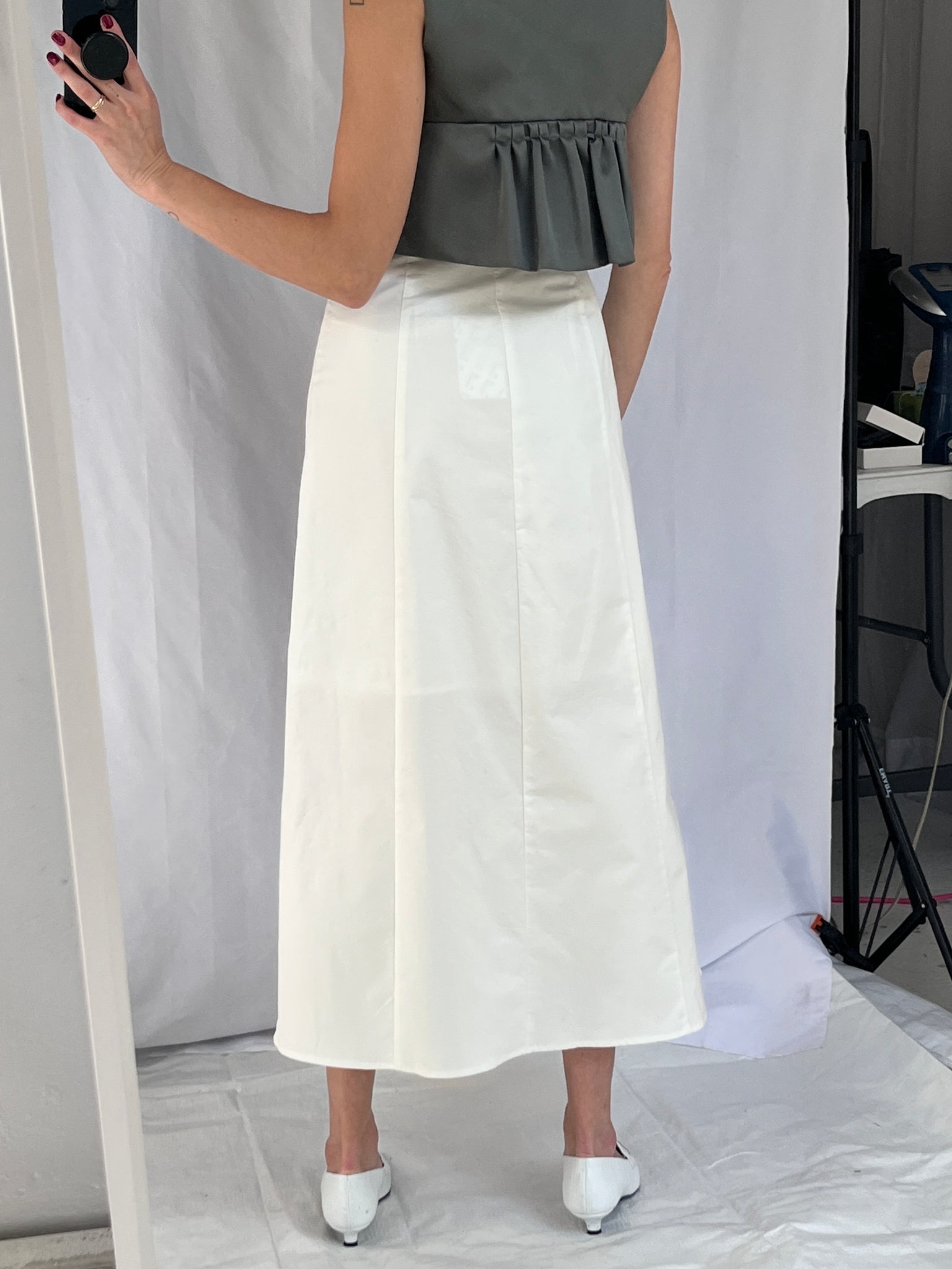 White a-line skirt