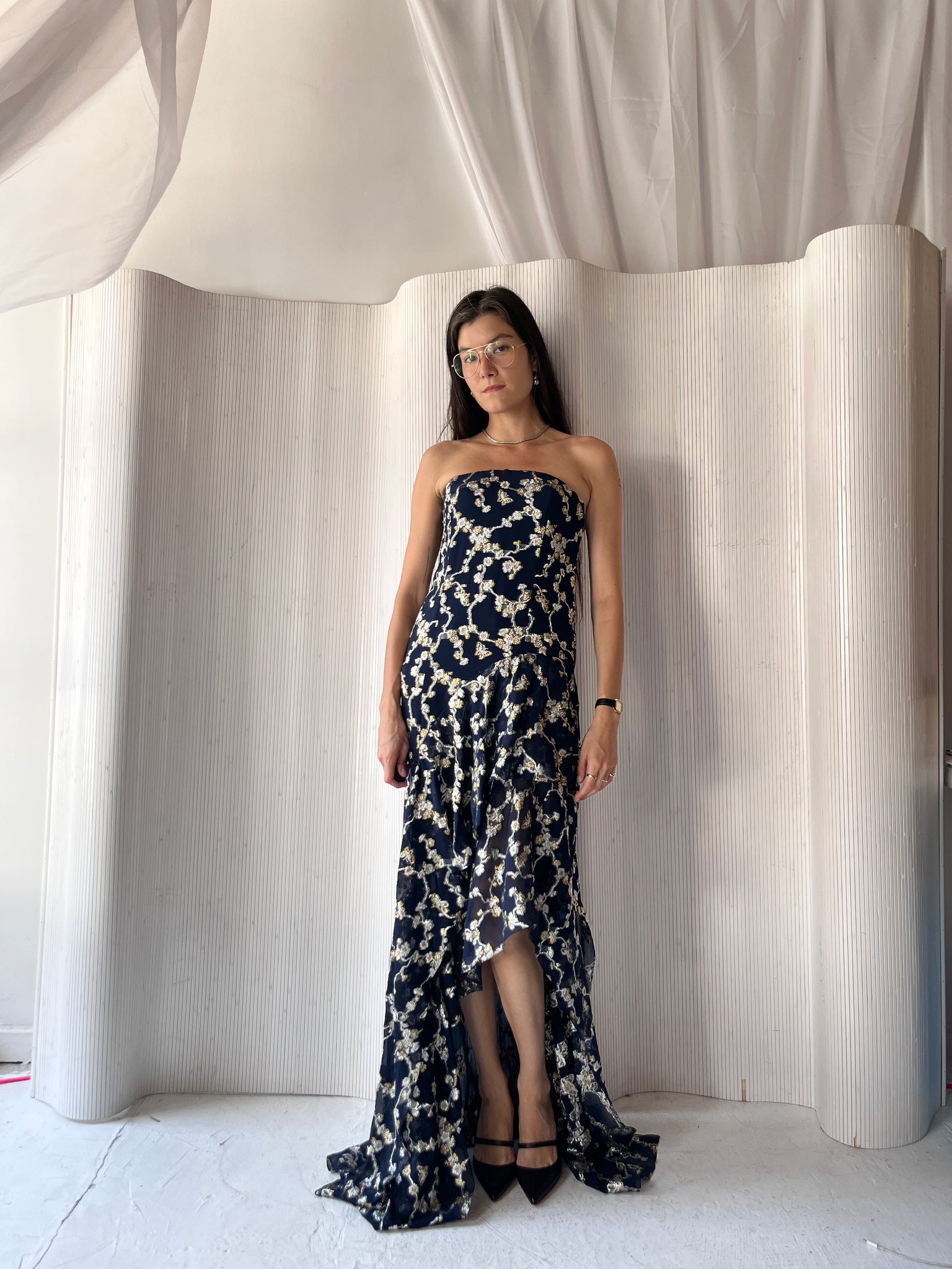 Oscar de la Renta jacquard navy gown