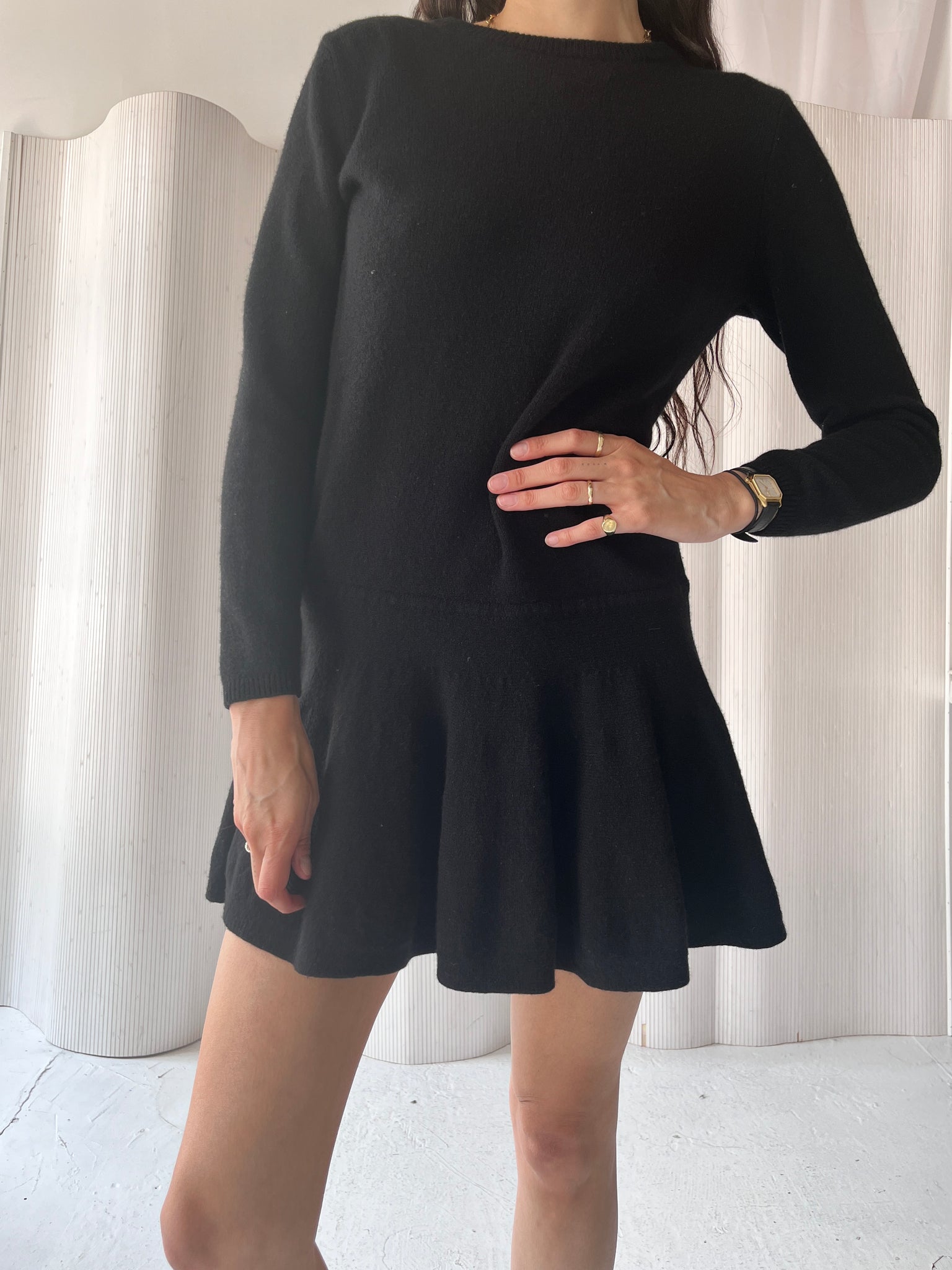 Ganni black wool dress