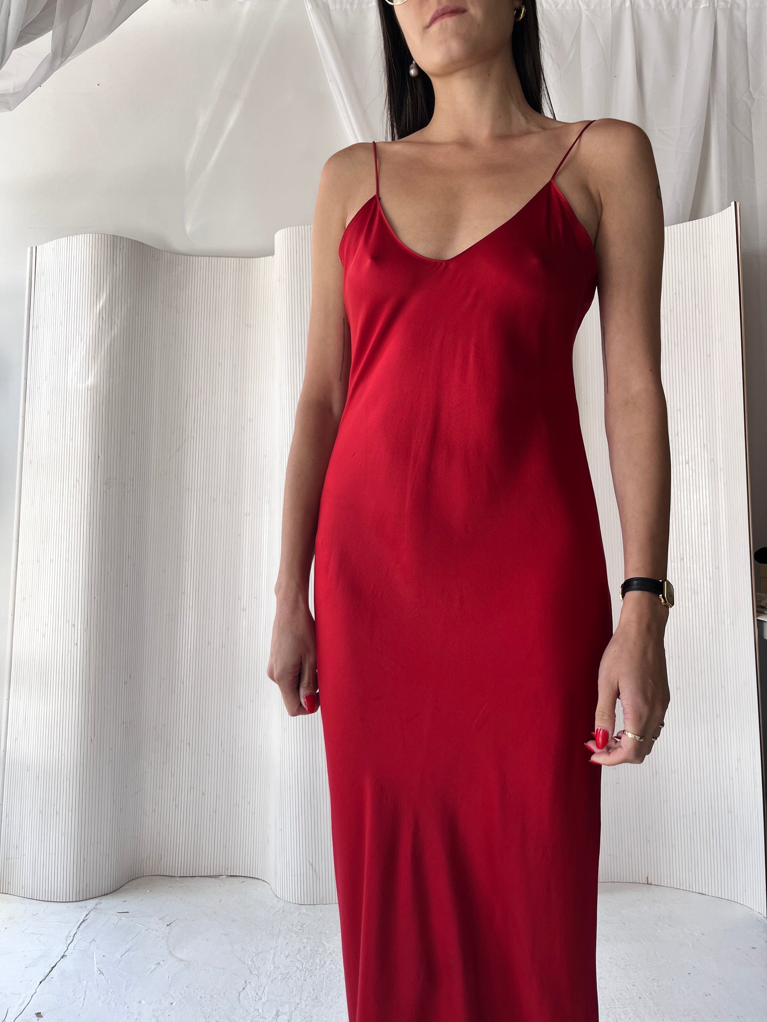 Nili Lotan Silk Red Slip Dress