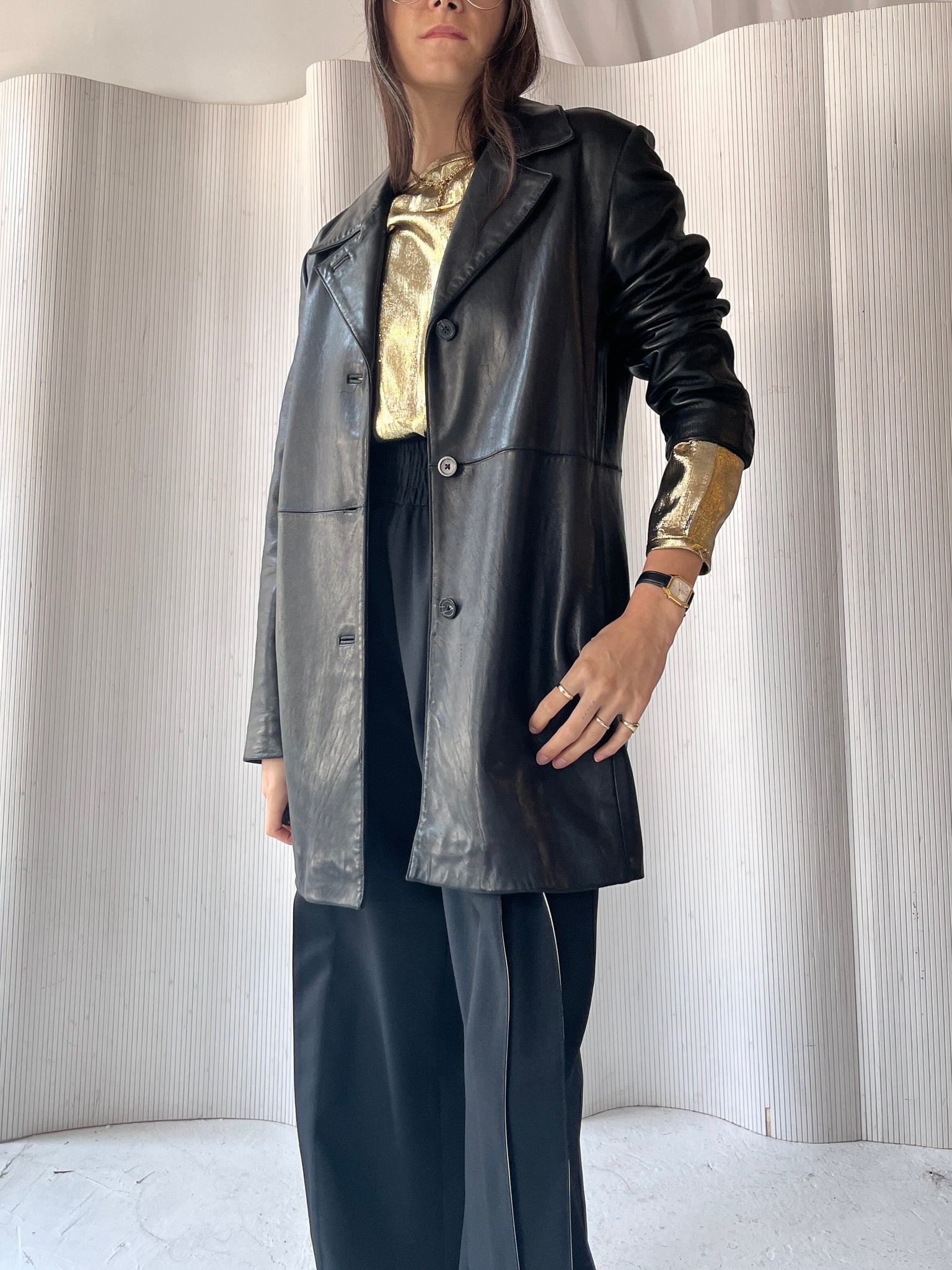 Alfani leather long jacket