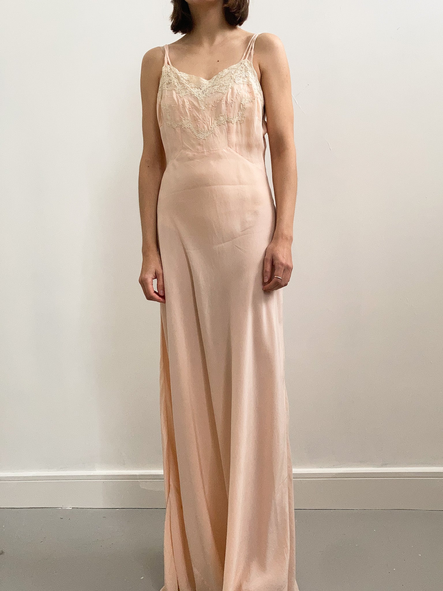 1930s Silk and Lace Gown with Triple Straps