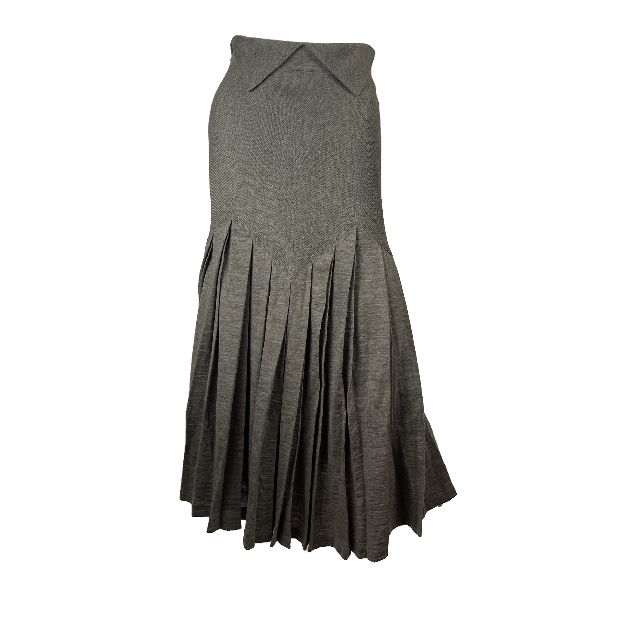 1980s Ernestina Cerini Pleated Wool Skirt