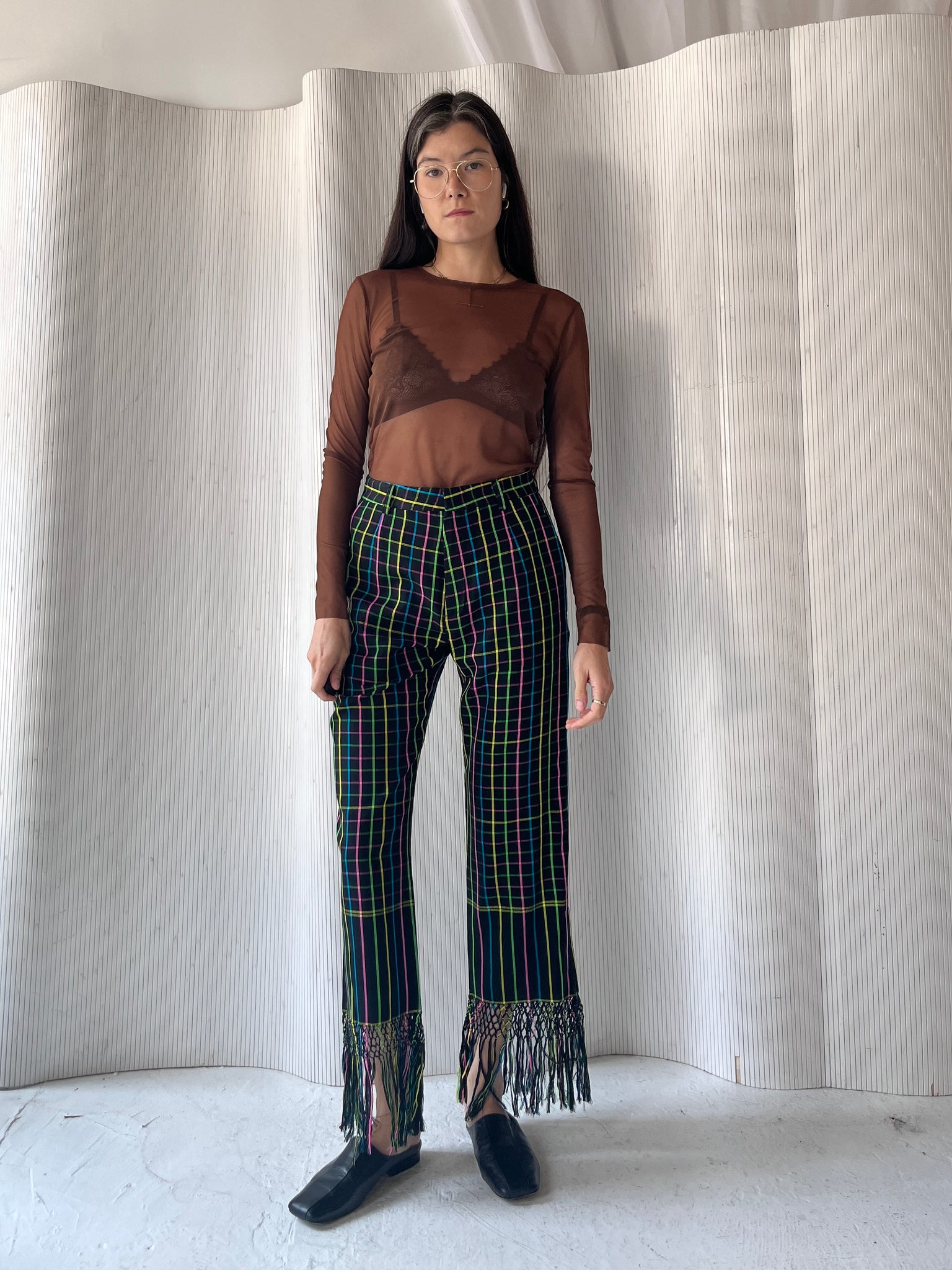 Seire plaid fringe trouser