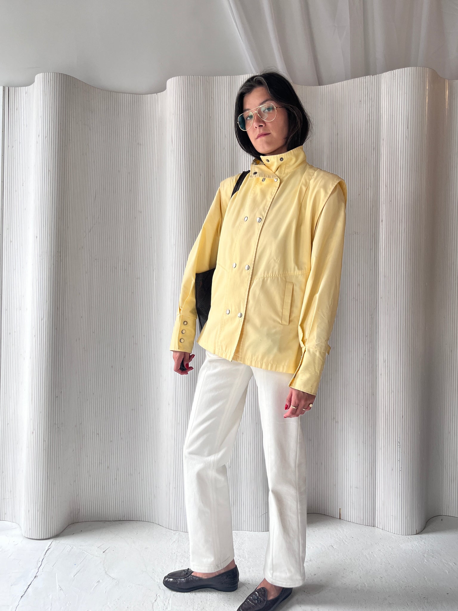 Yellow Cotton moto jacket