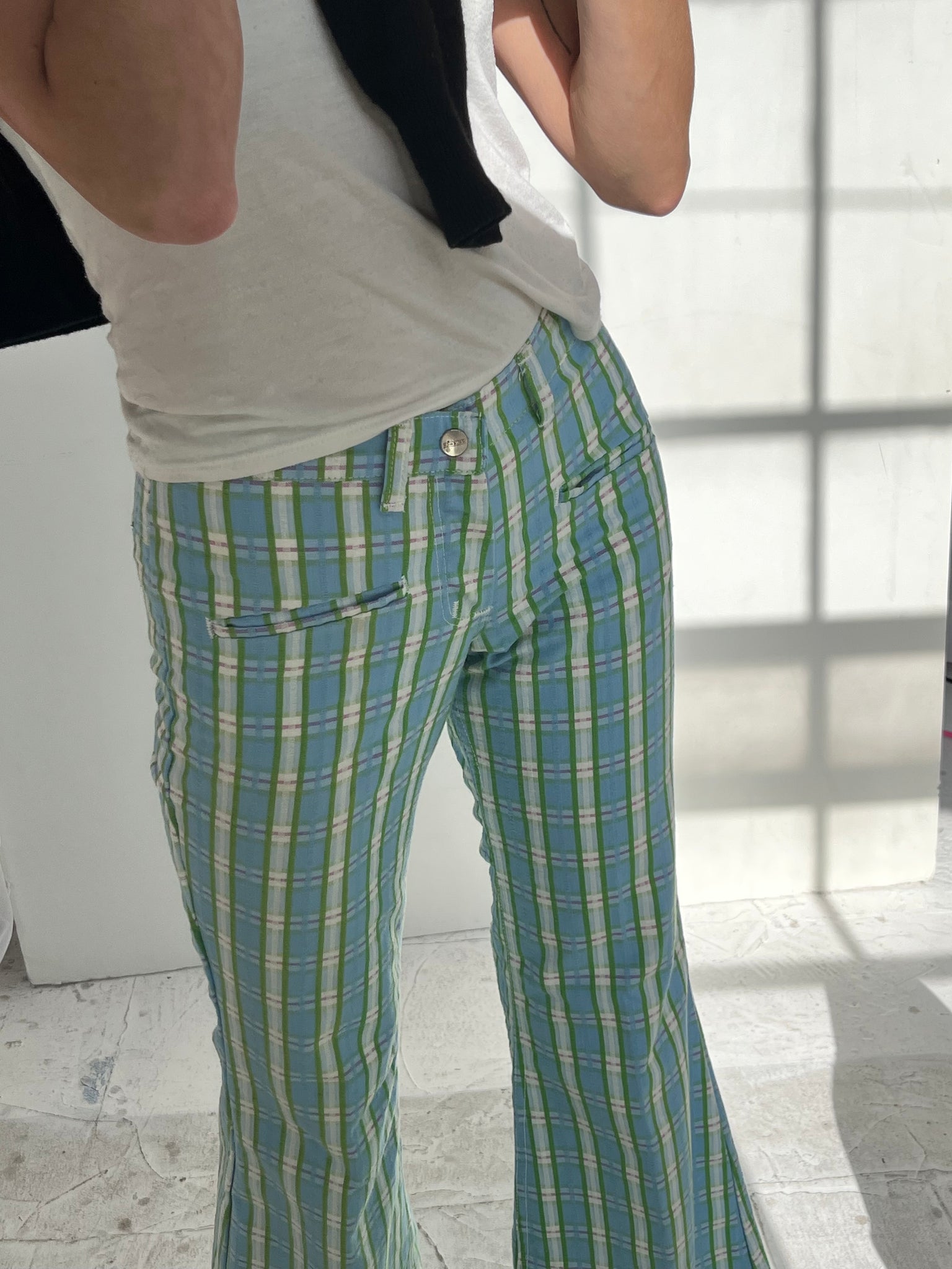 Blue & Green Plaid Pant