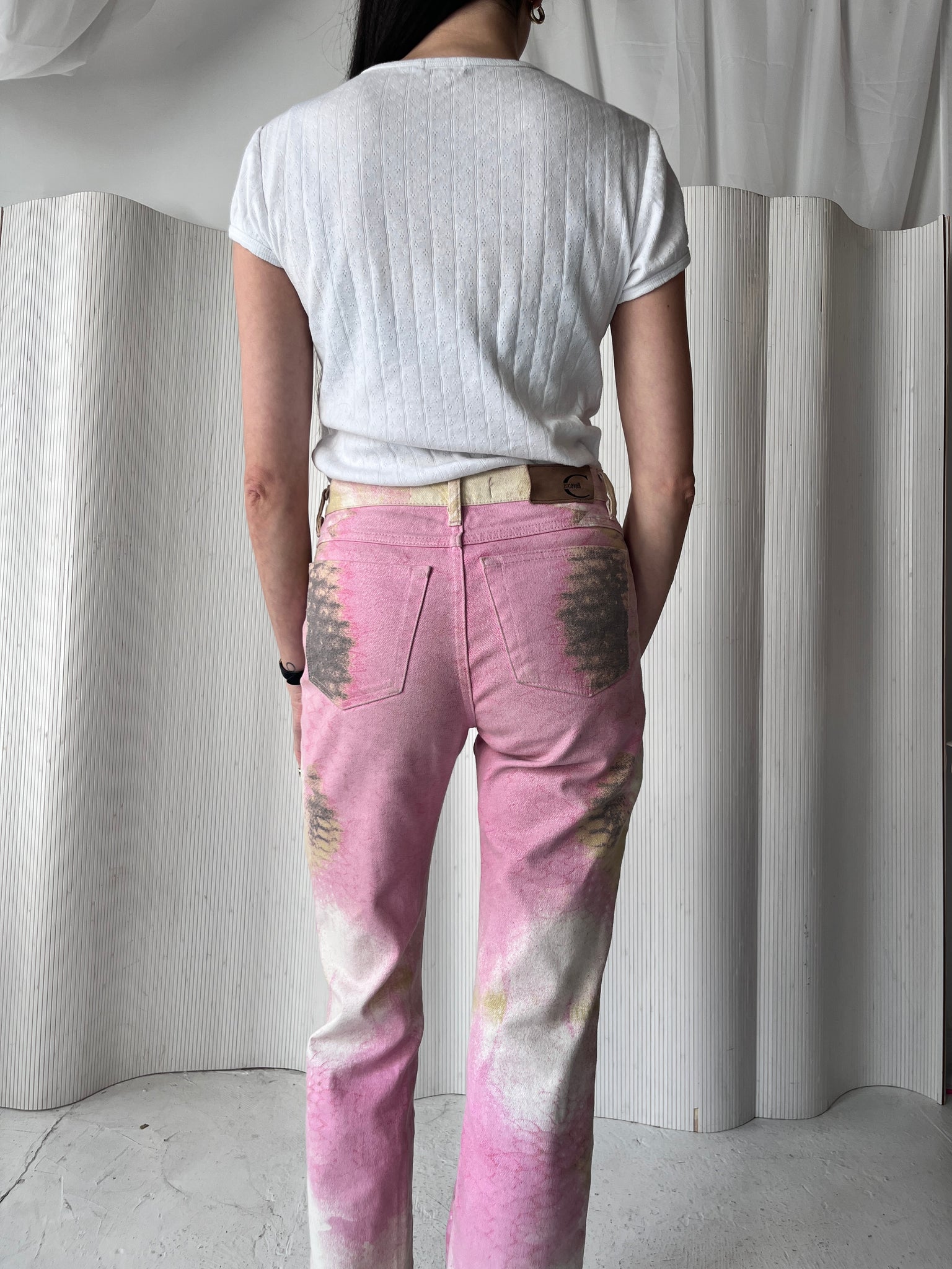 Just Cavalli Pink Snake Denim