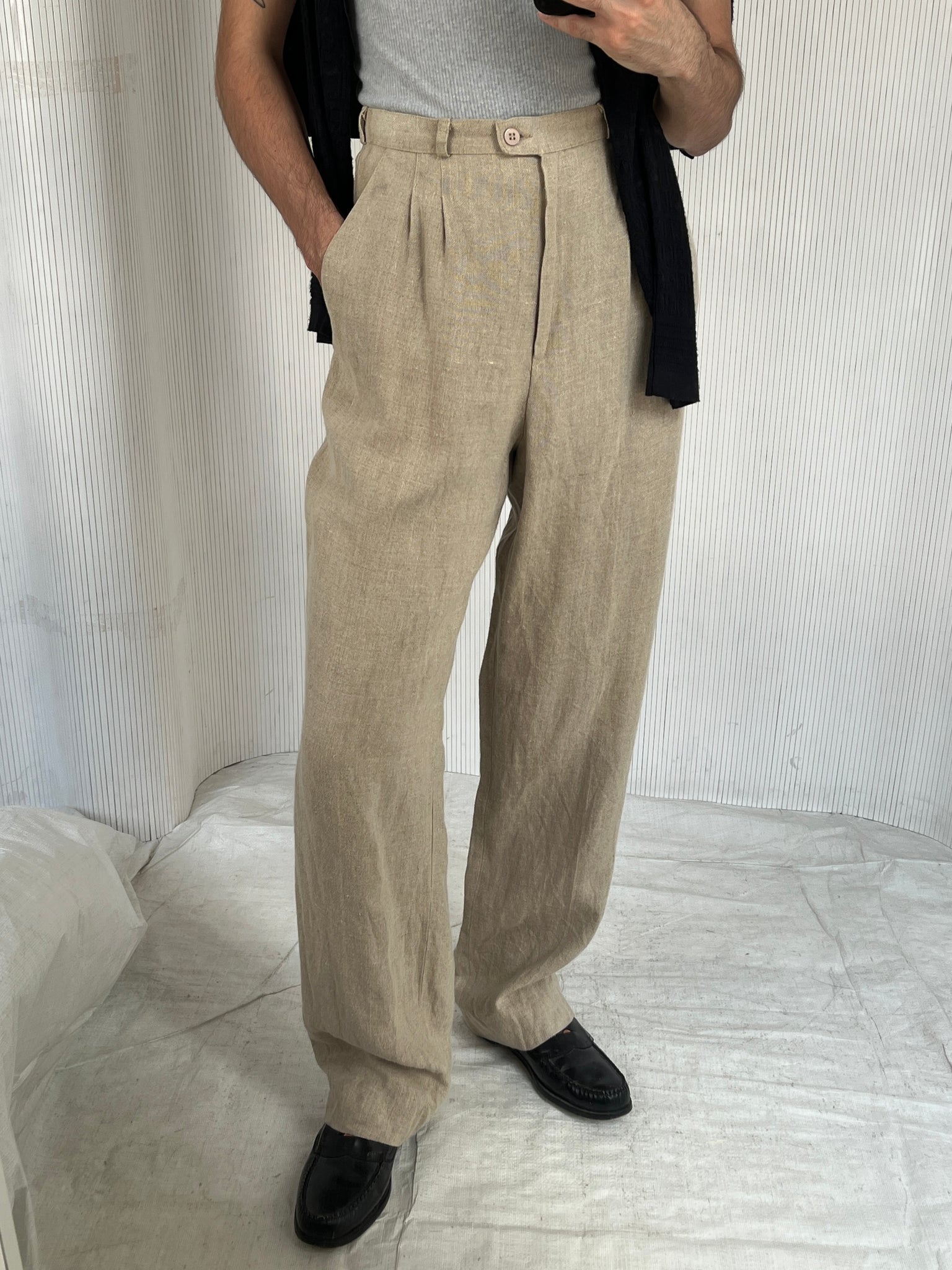 I. Magin beige flax trouser