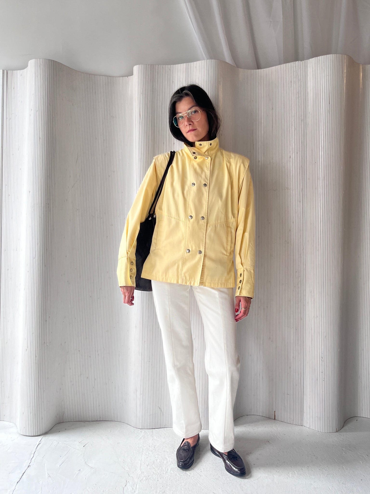 Yellow Cotton moto jacket