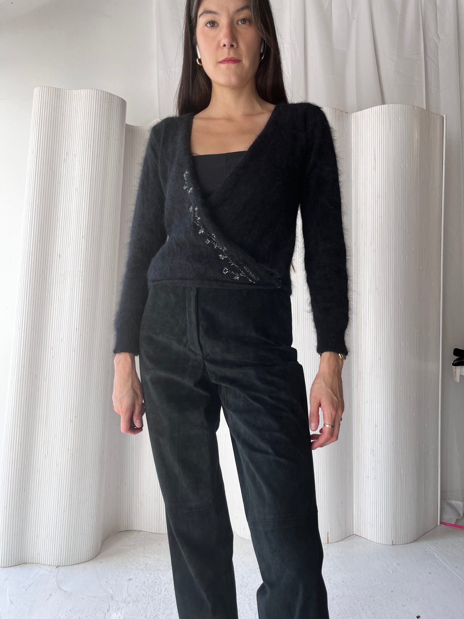 Marithe + Girbaud angora wrap sweater