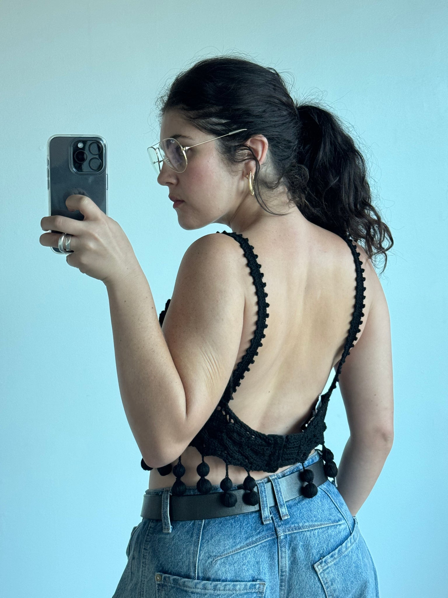Rosie Crochet Black Bra Top