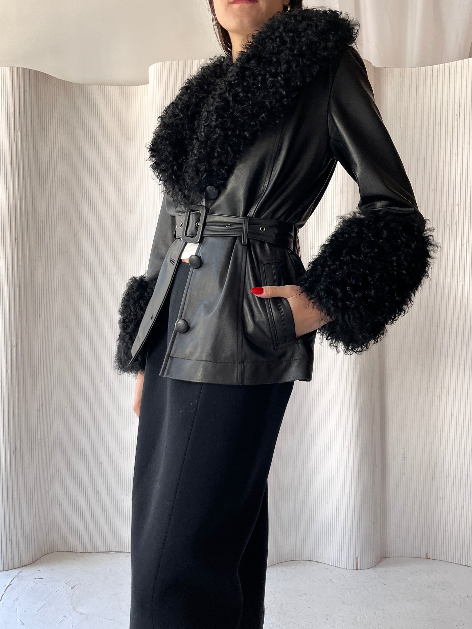 Saks Potts Shorty Shearling Jacket