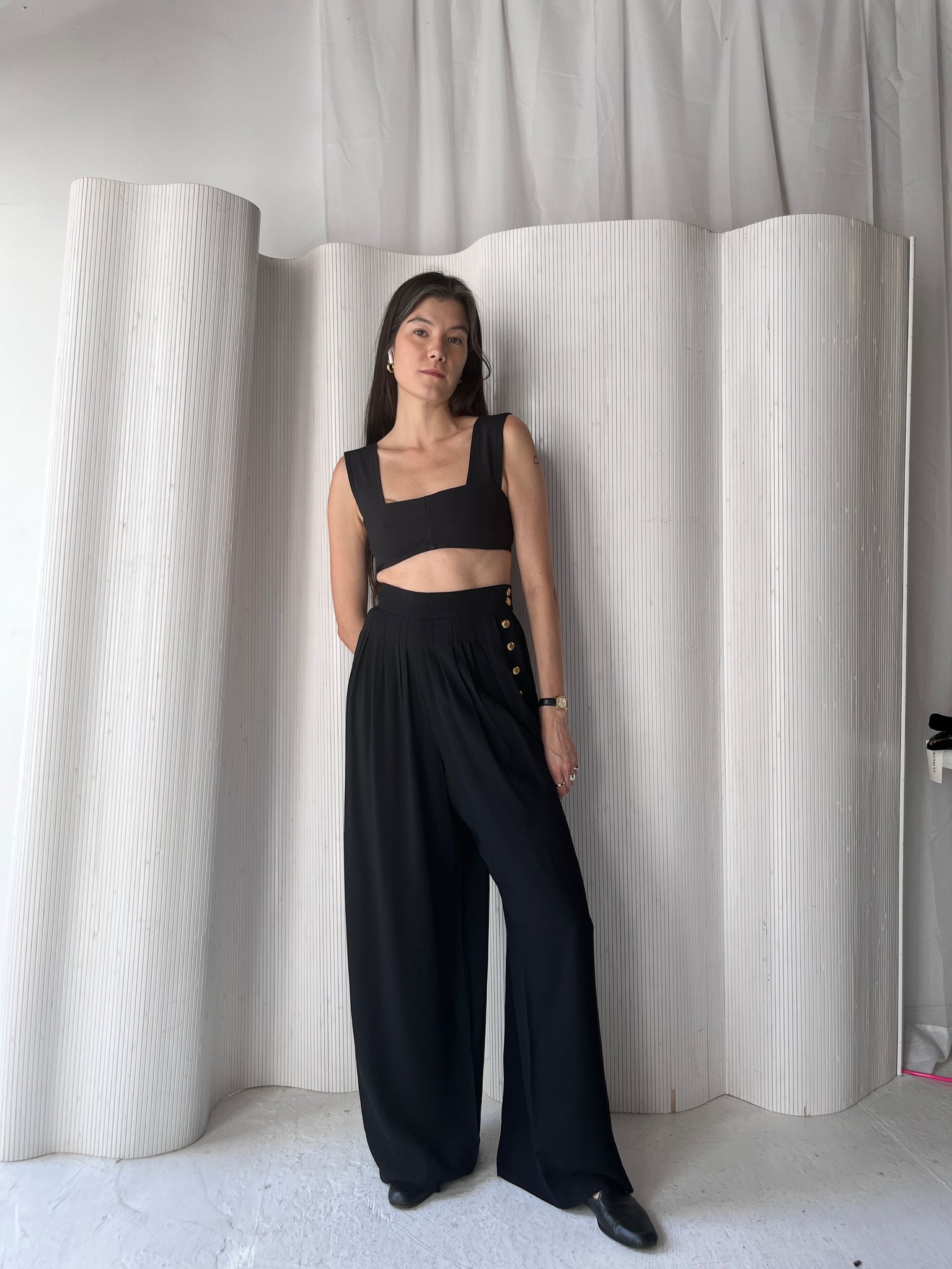 YSL crepe wide leg pants