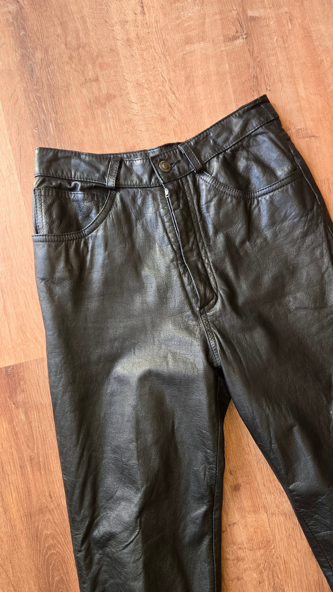 Black leather jeans