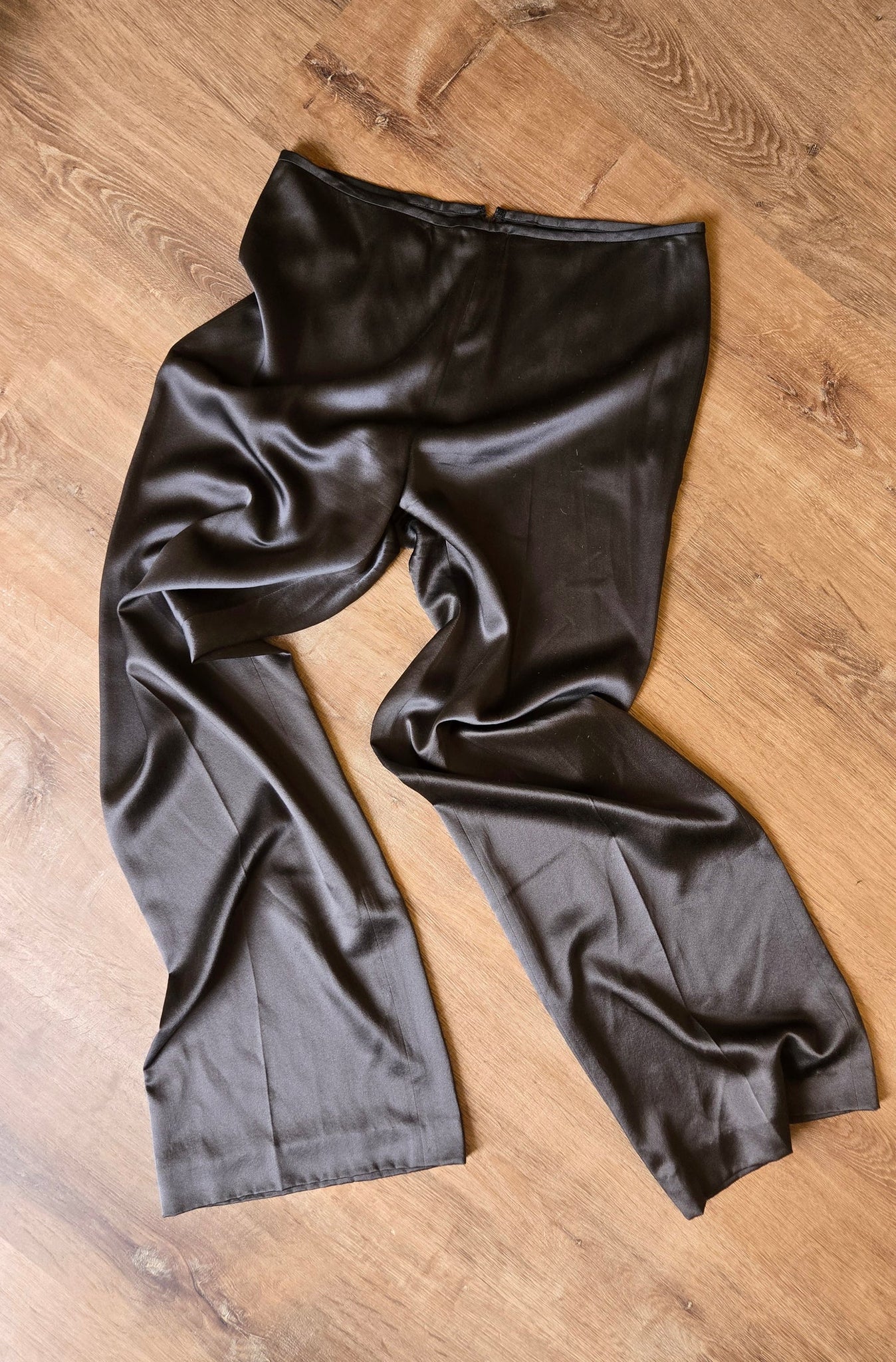 Brown, liquid silk pants