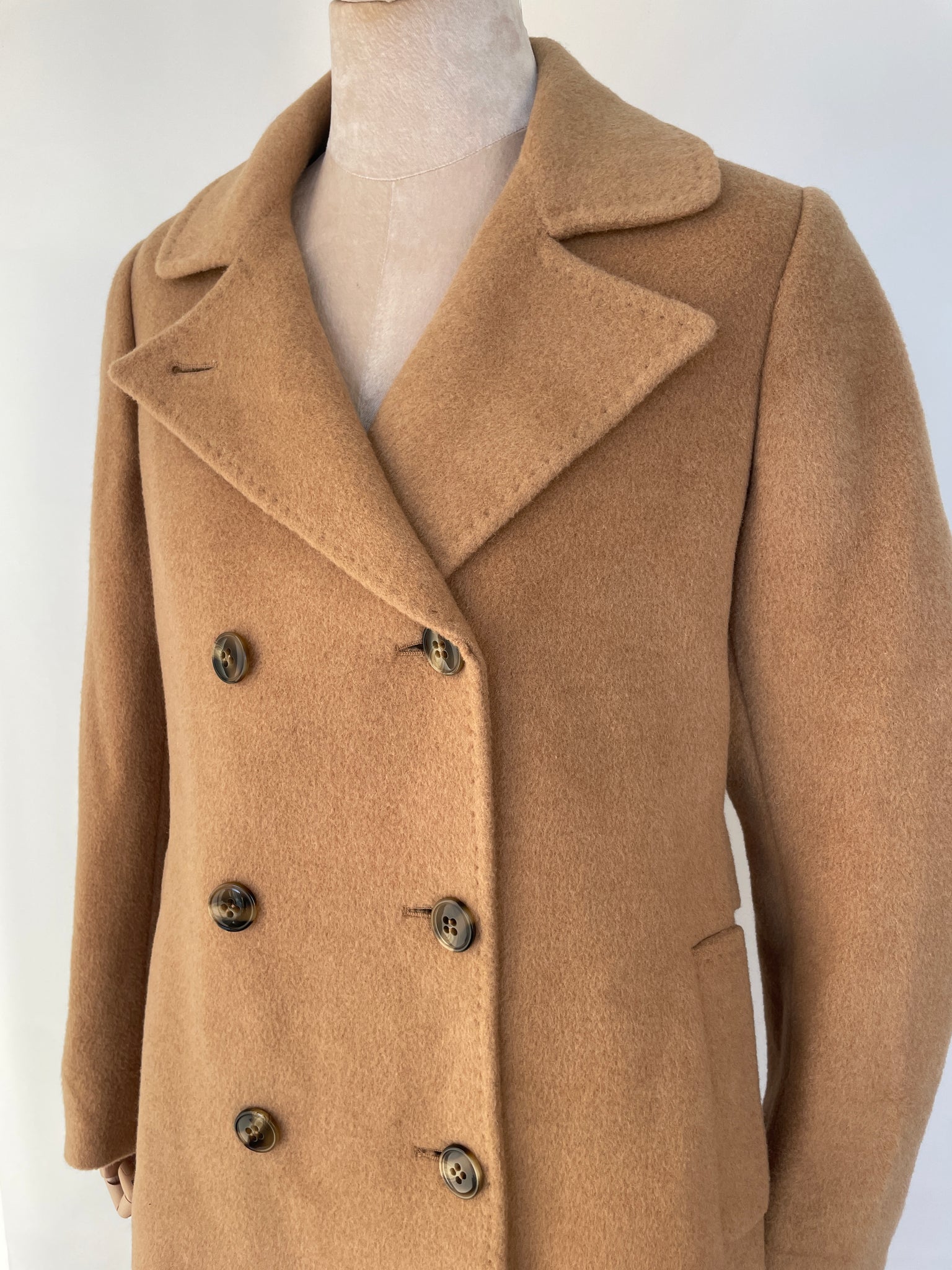 Camel Double Breasted Peacoat