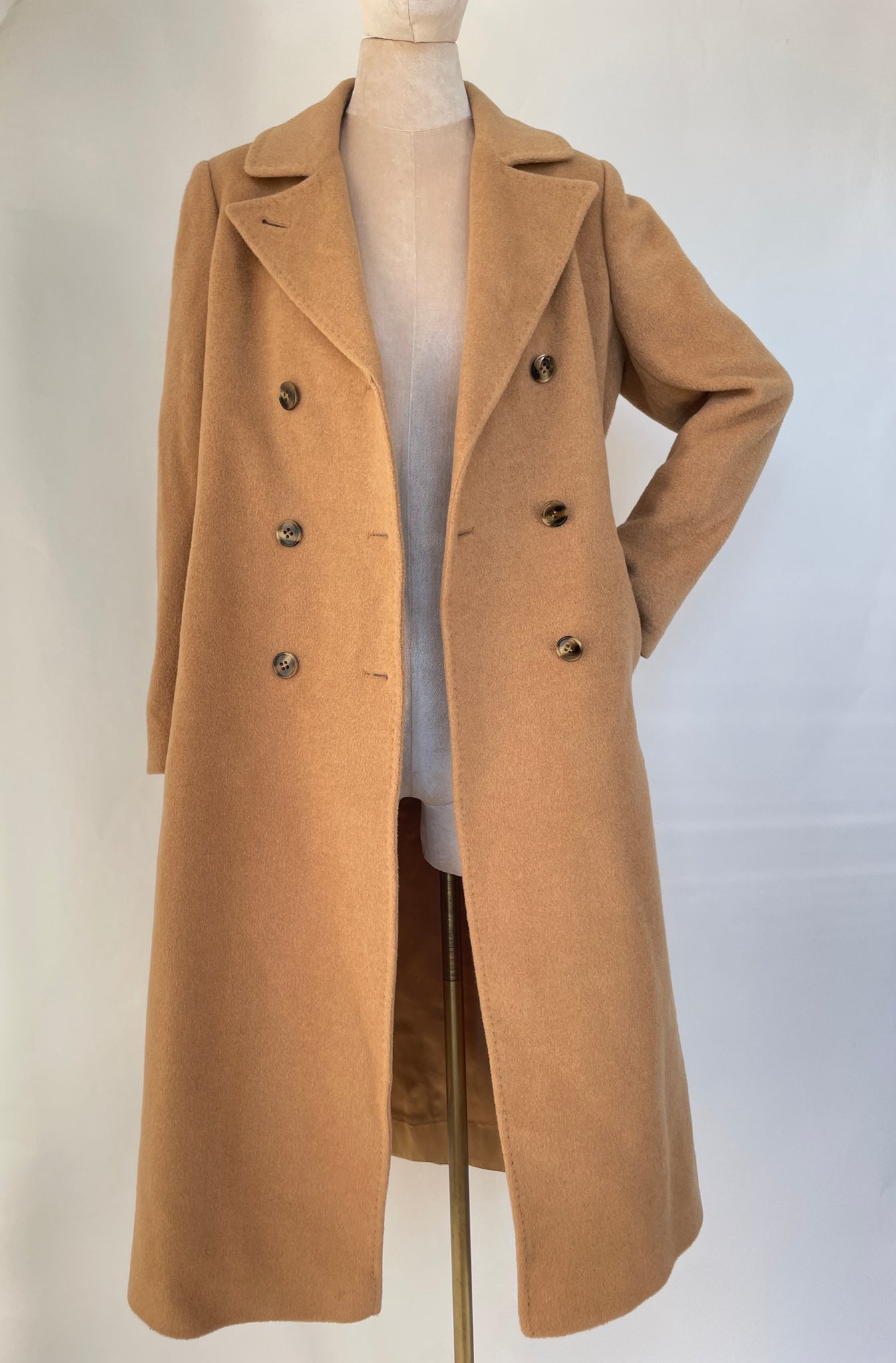 Camel Double Breasted Peacoat