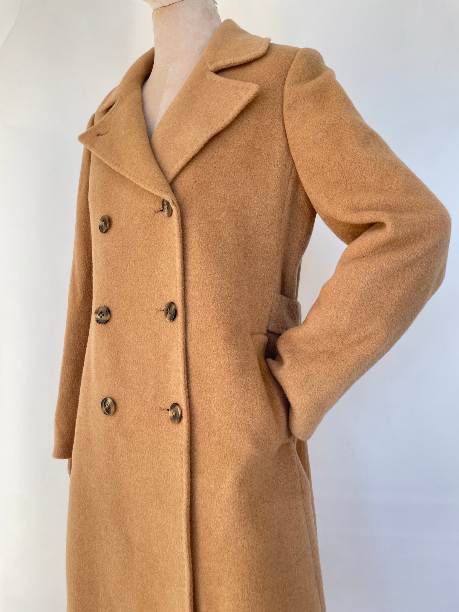 Camel Double Breasted Peacoat