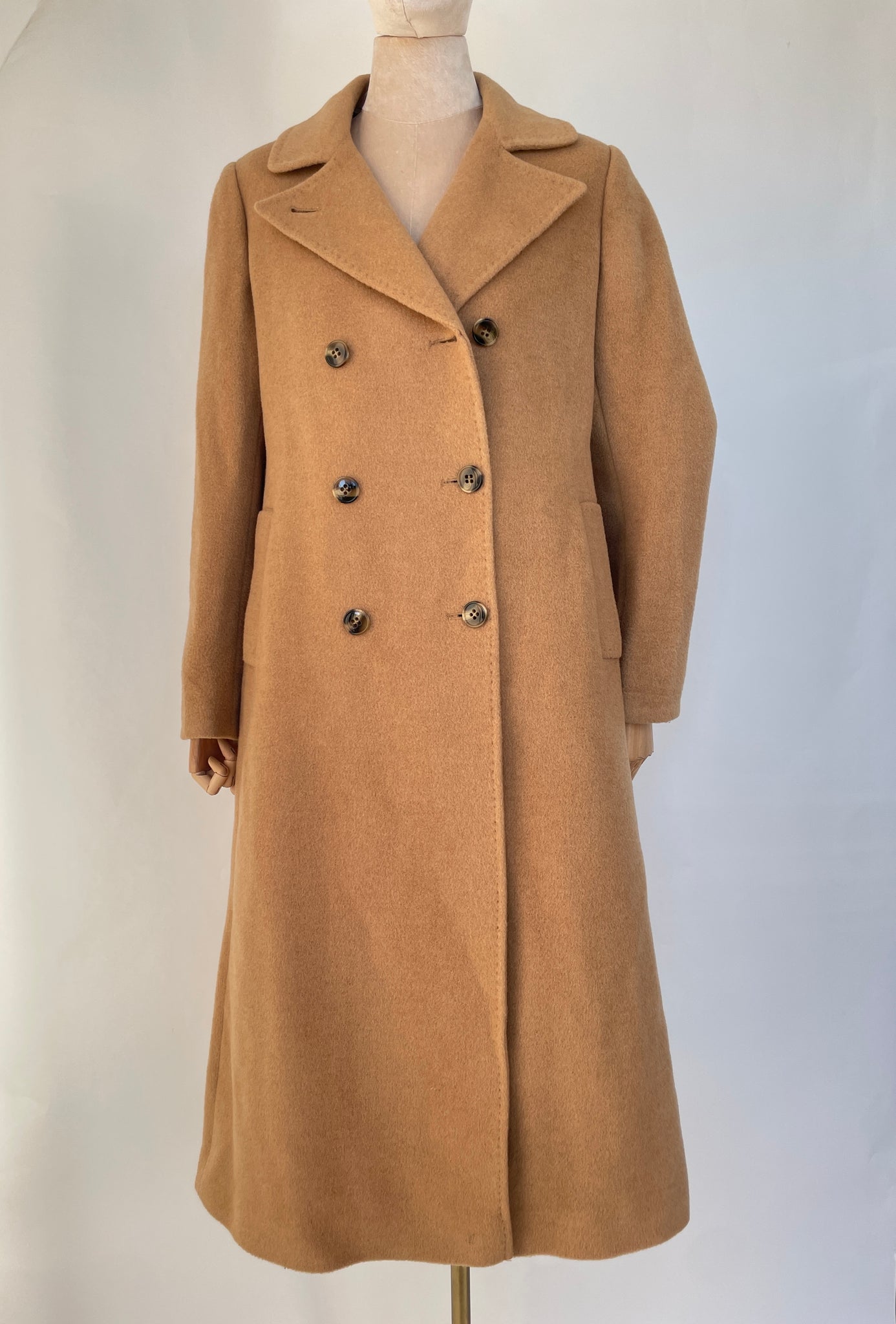 Camel Double Breasted Peacoat