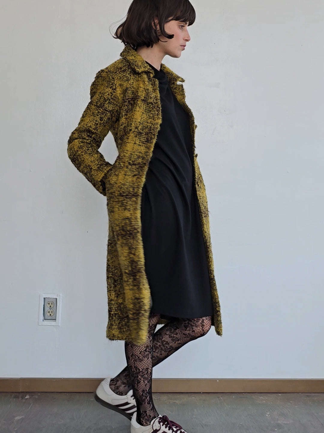 Agnes B Mustard Mohair Coat