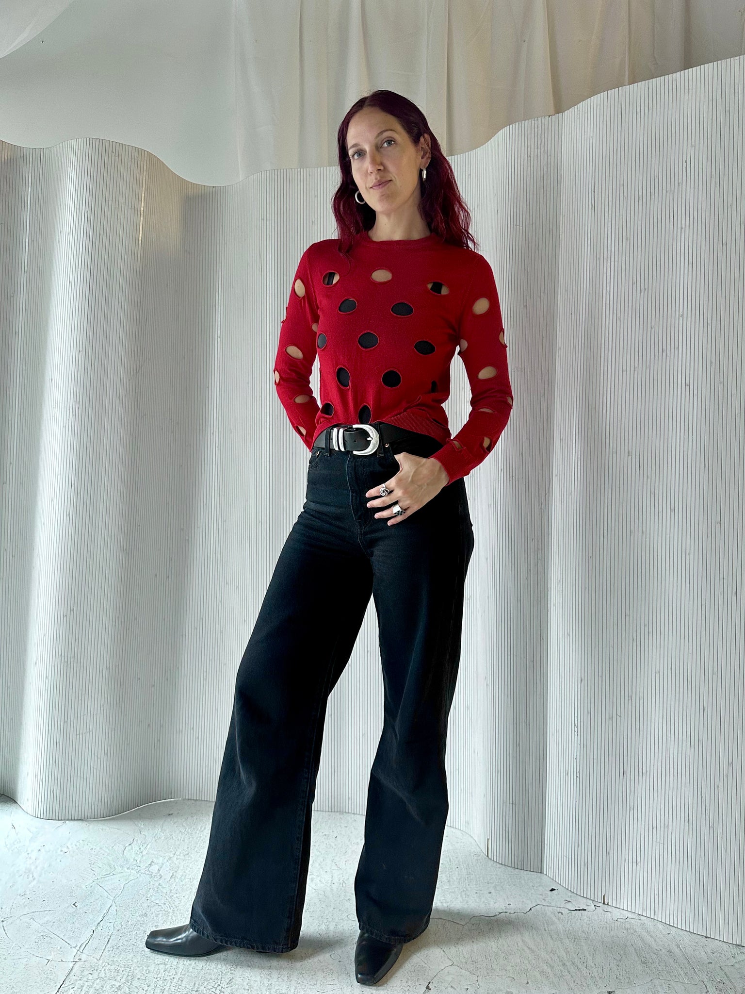 Red Simone Rocha Polka Dot Sweater