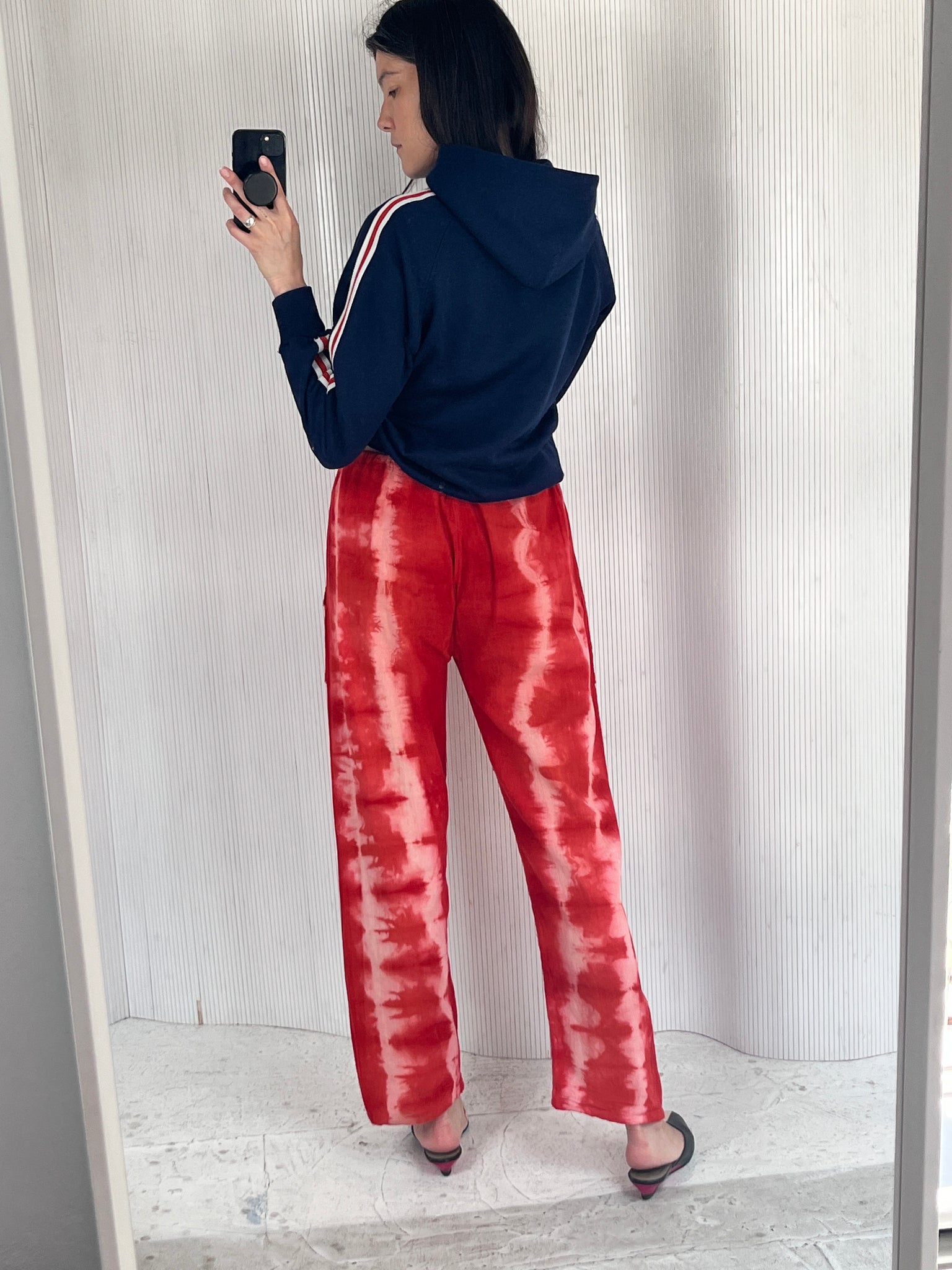 Red tie dye drawstring pant