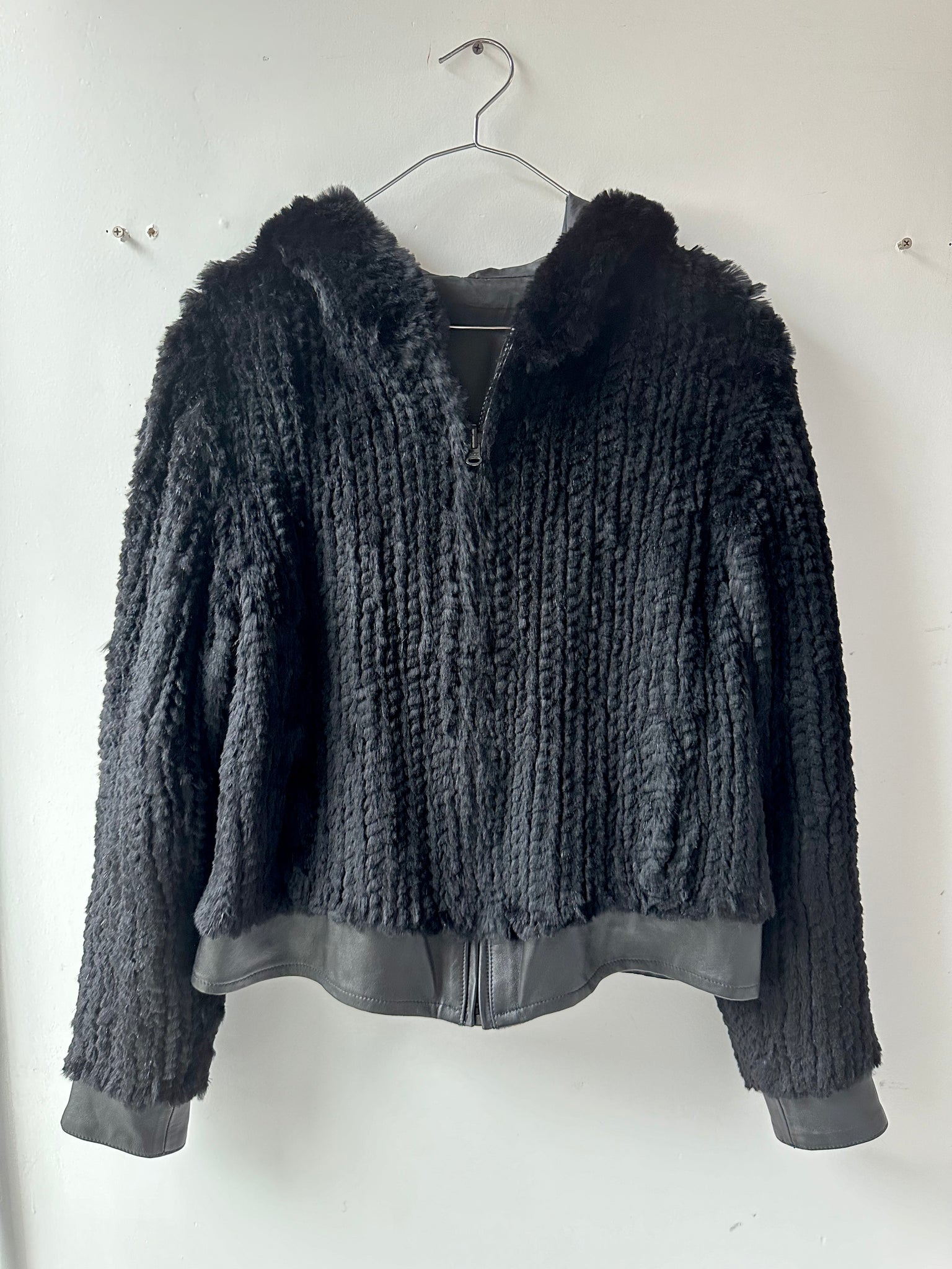 Black Rabbit Fur Hoodie