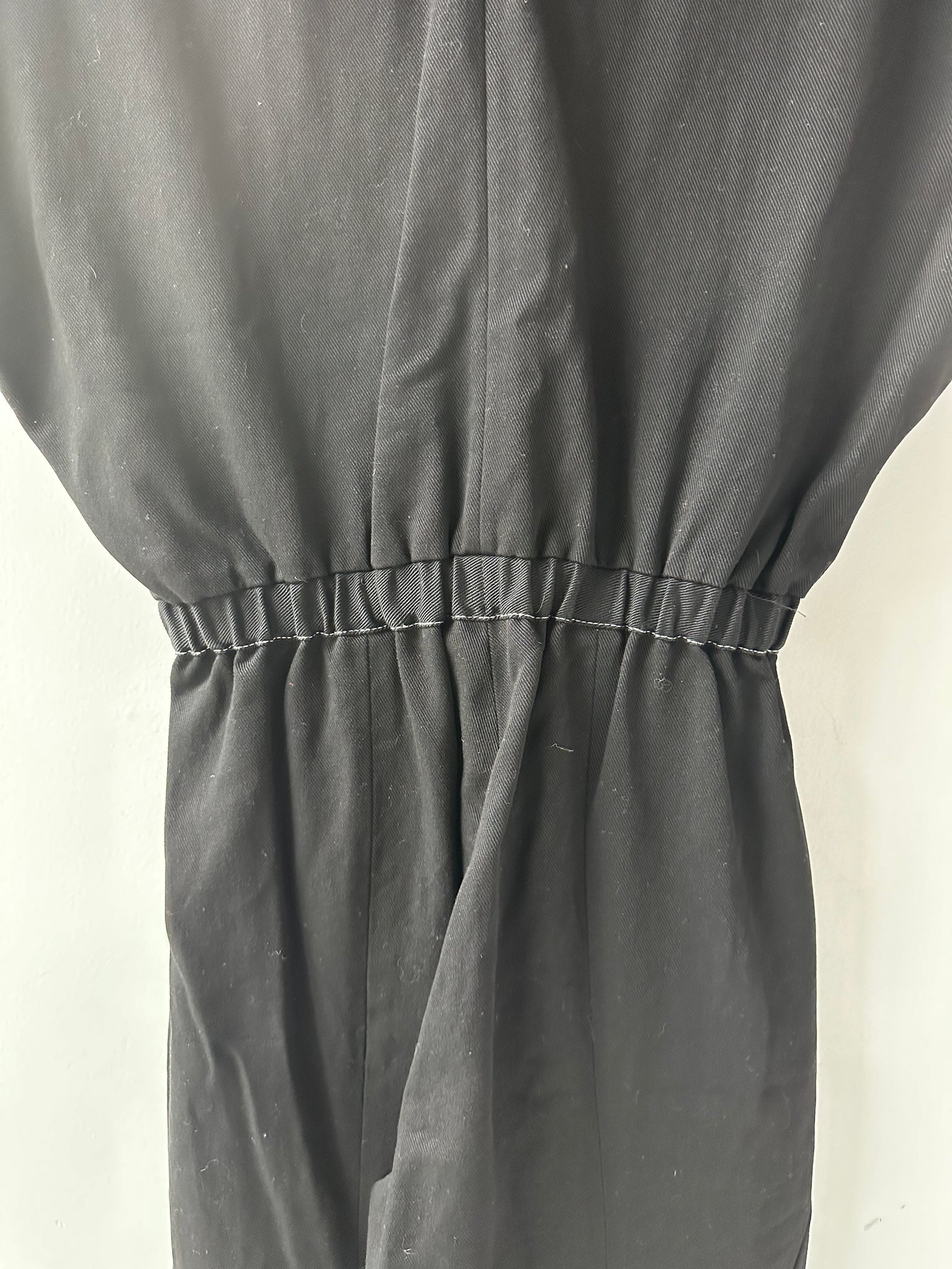 Sculpted and Cinched Black Cotton Jumpsuit