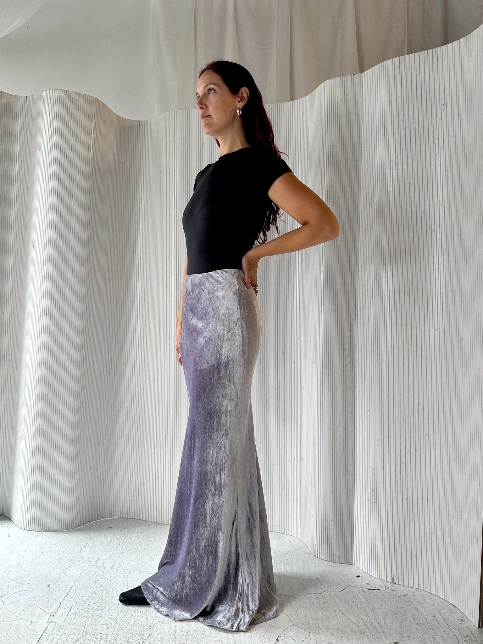 Stunning Maxi Lilac Velvet Skirt