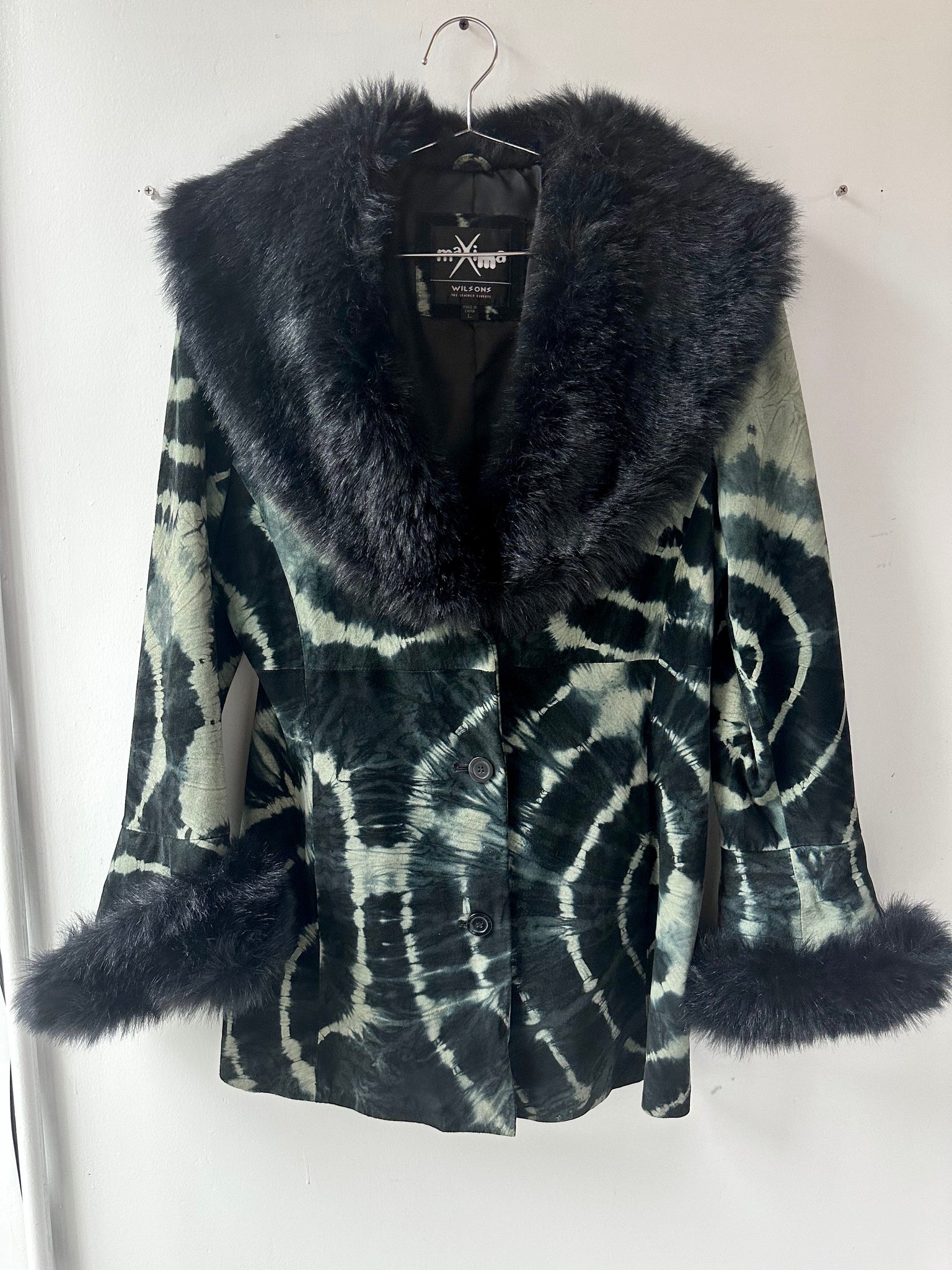 Tye Dye Real Suede Faux Fur Jacket