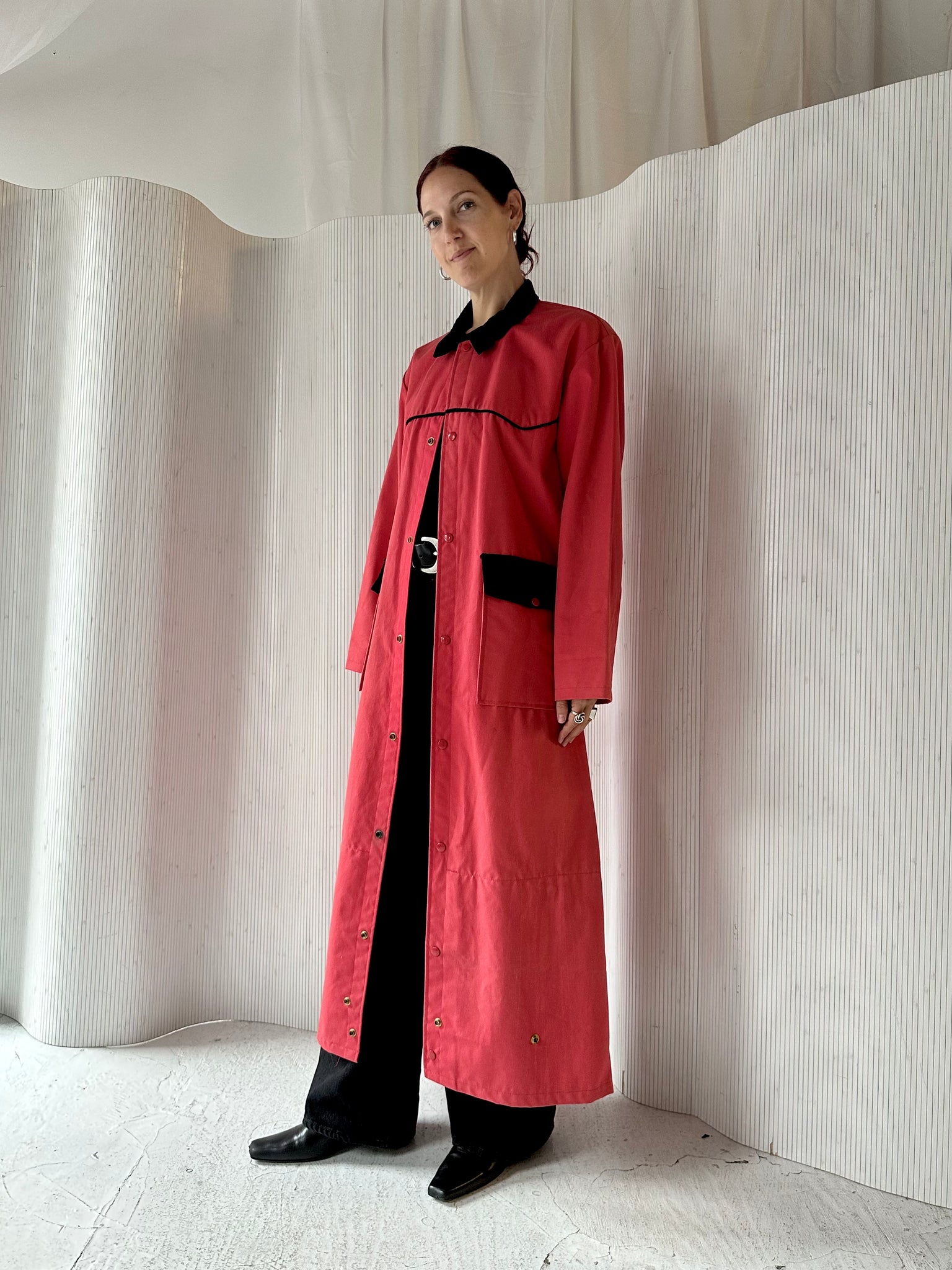 1940s Red Barn Jacket Maxi Trench