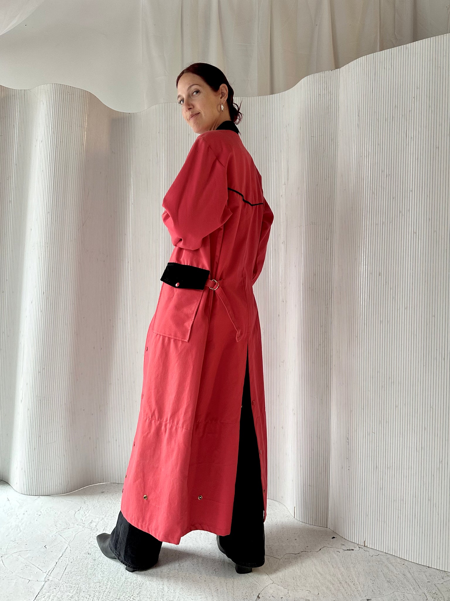 1940s Red Barn Jacket Maxi Trench