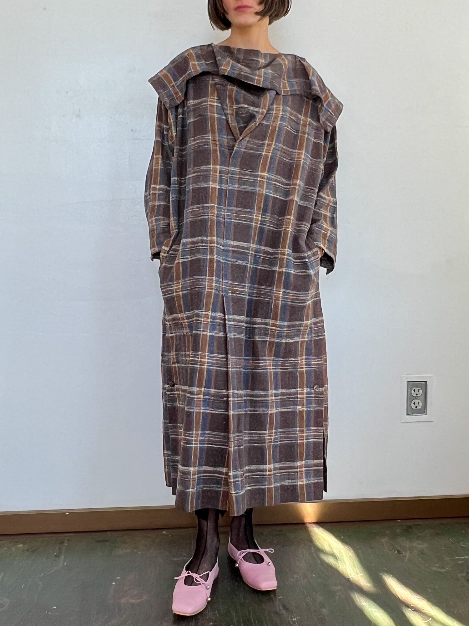 Issey Miyake Plantation Plaid Dress (S)