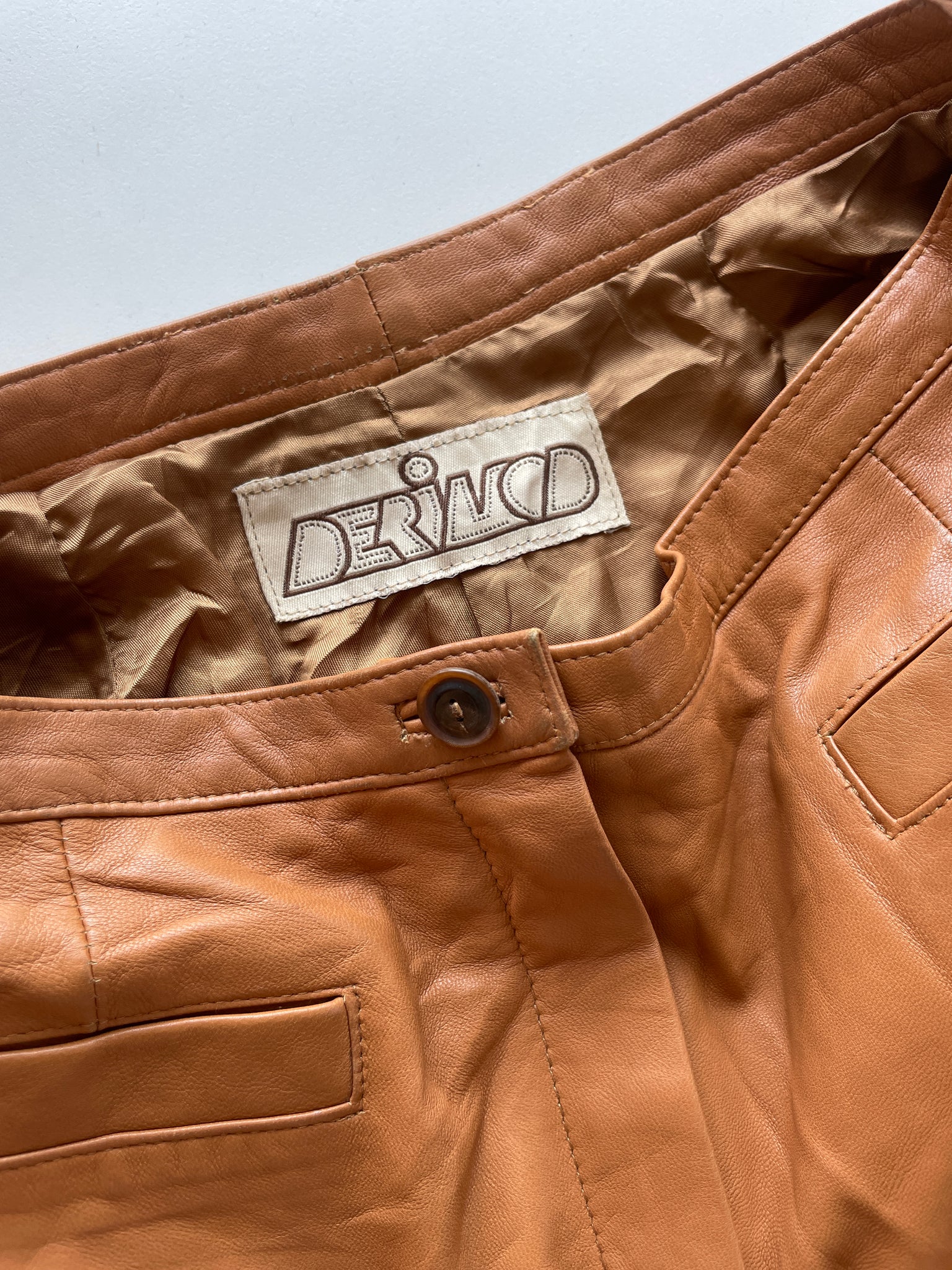 Chestnut Derimod Leather Pants