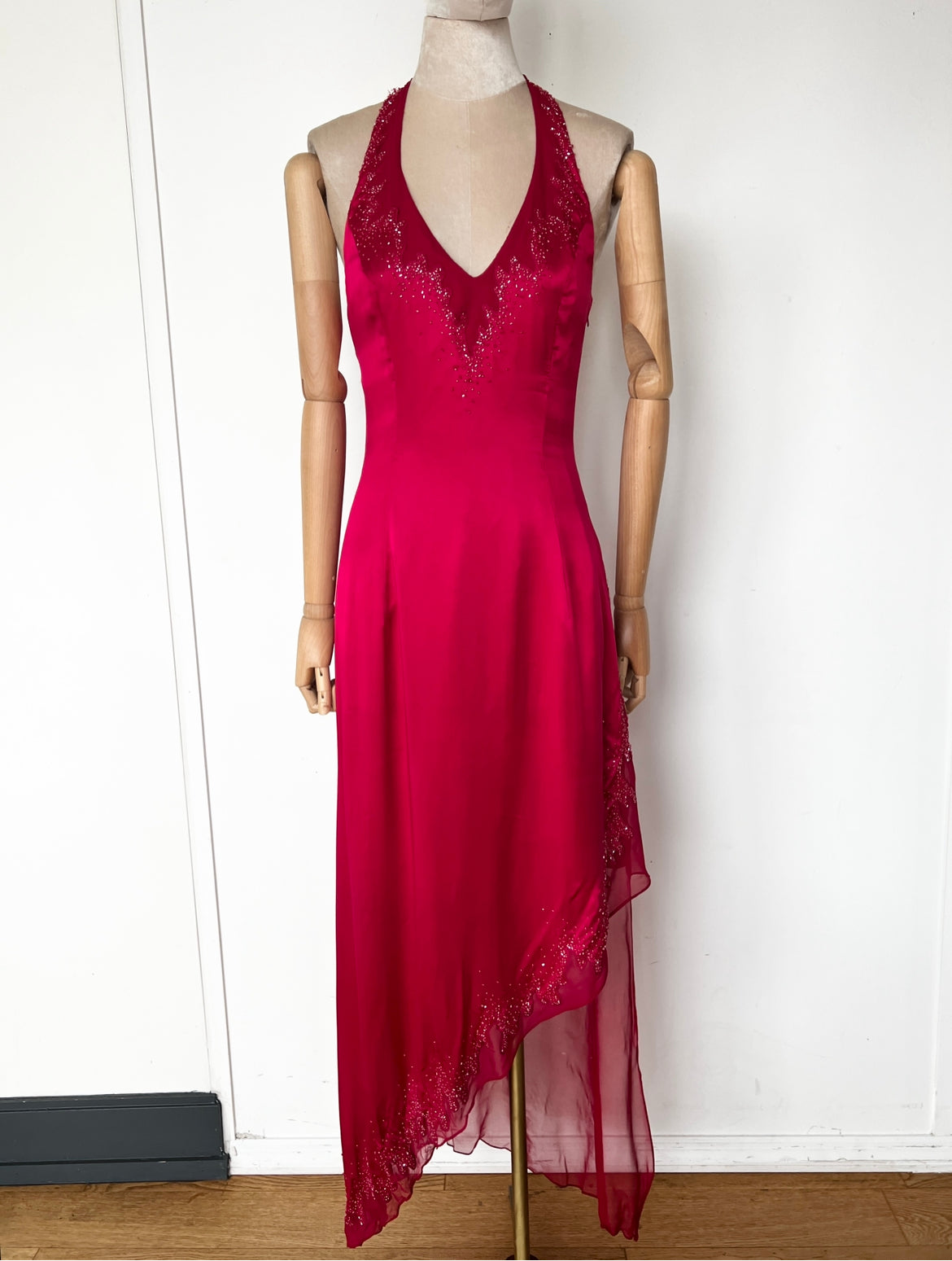 Silk Garnet Halter Gown