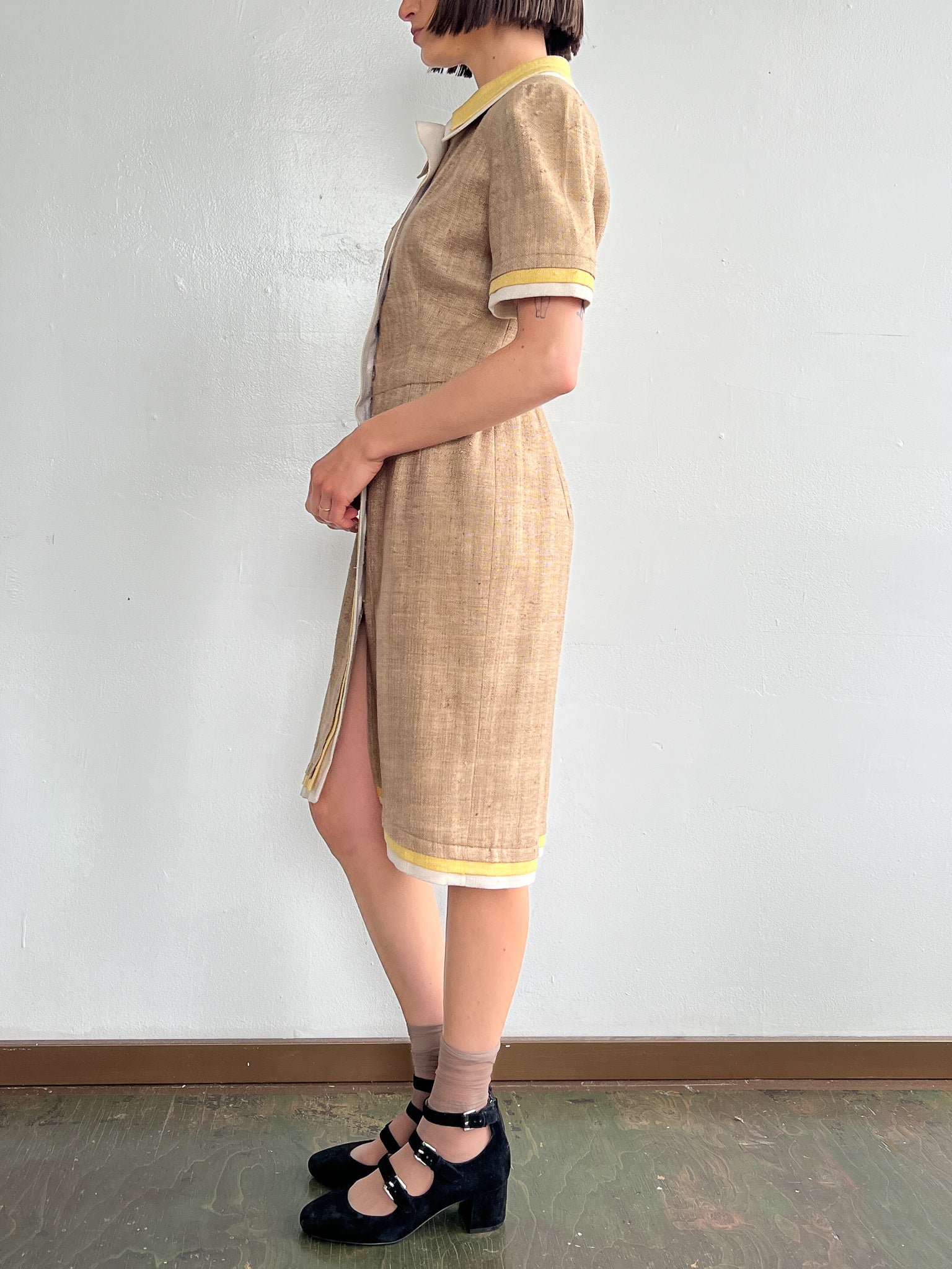 Valentino Nutmeg + Mustard Silk Dress