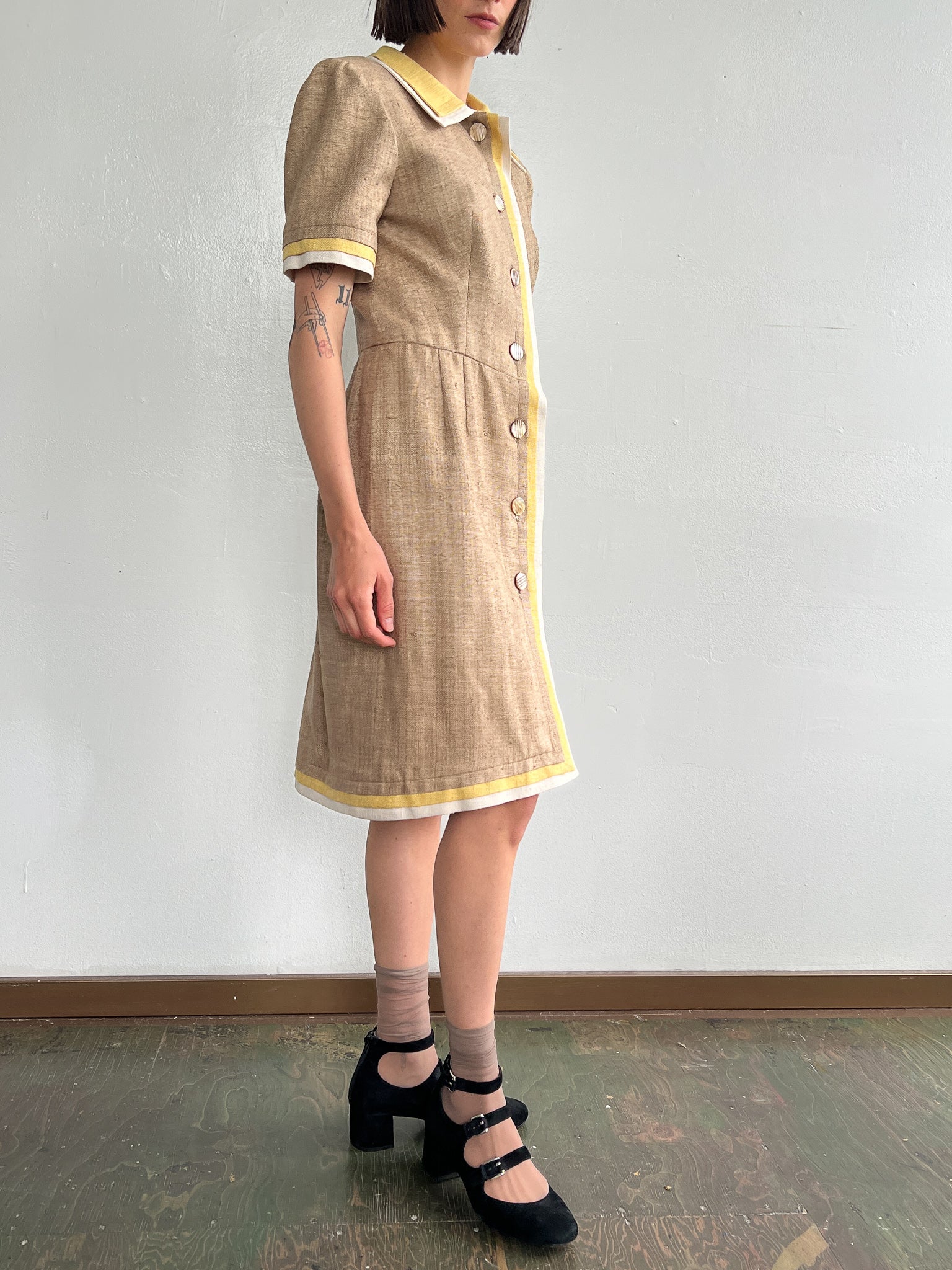 Valentino Nutmeg + Mustard Silk Dress