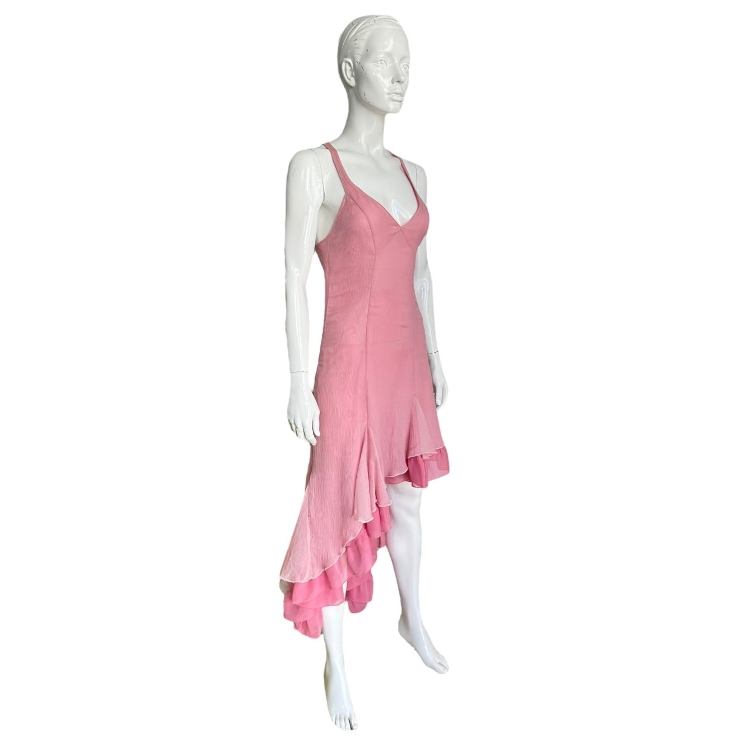 2000s Pink Silk Backless Dress