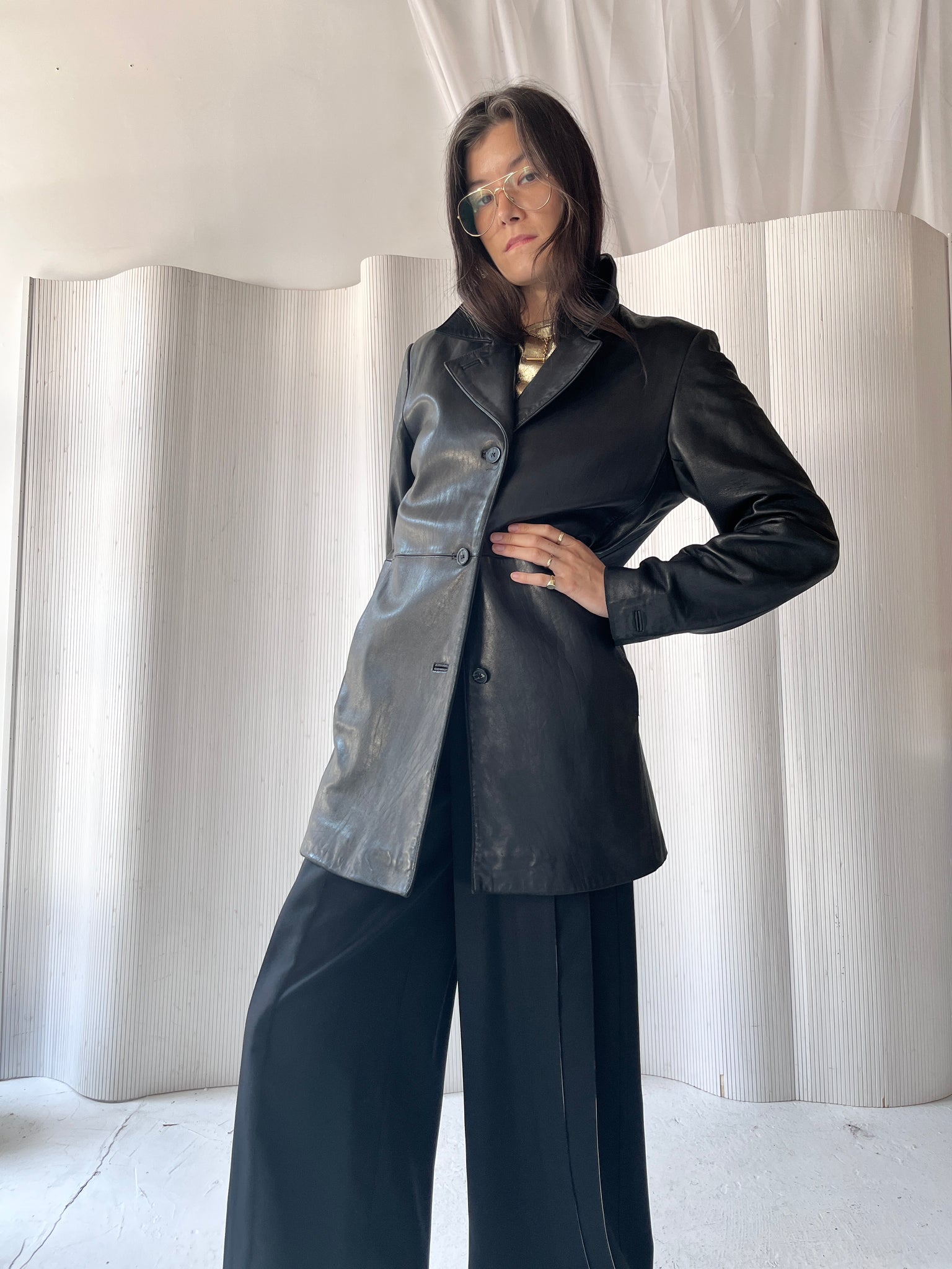 Alfani leather long jacket