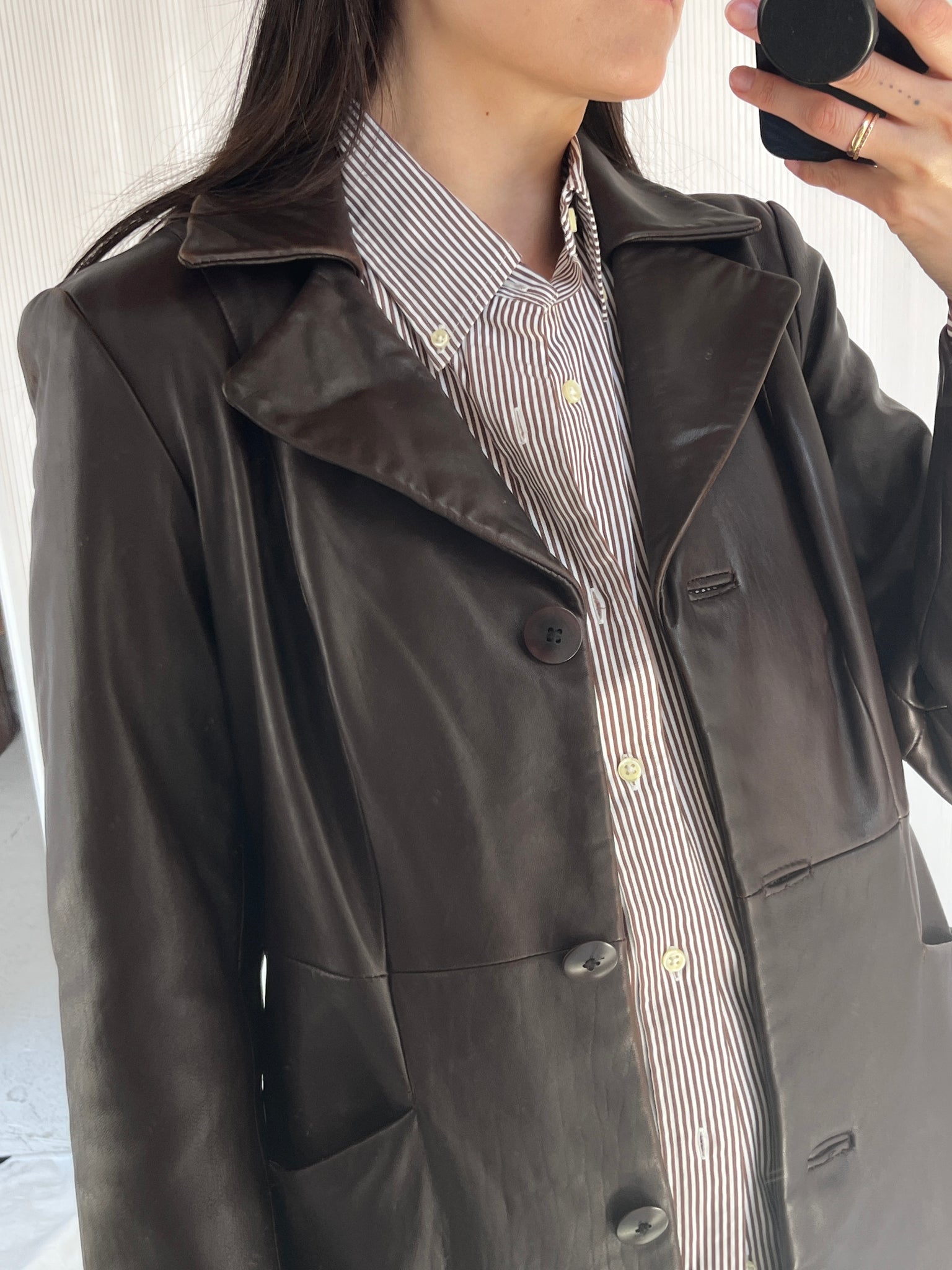 Kenneth Cole Reaction Brown Leather Coat