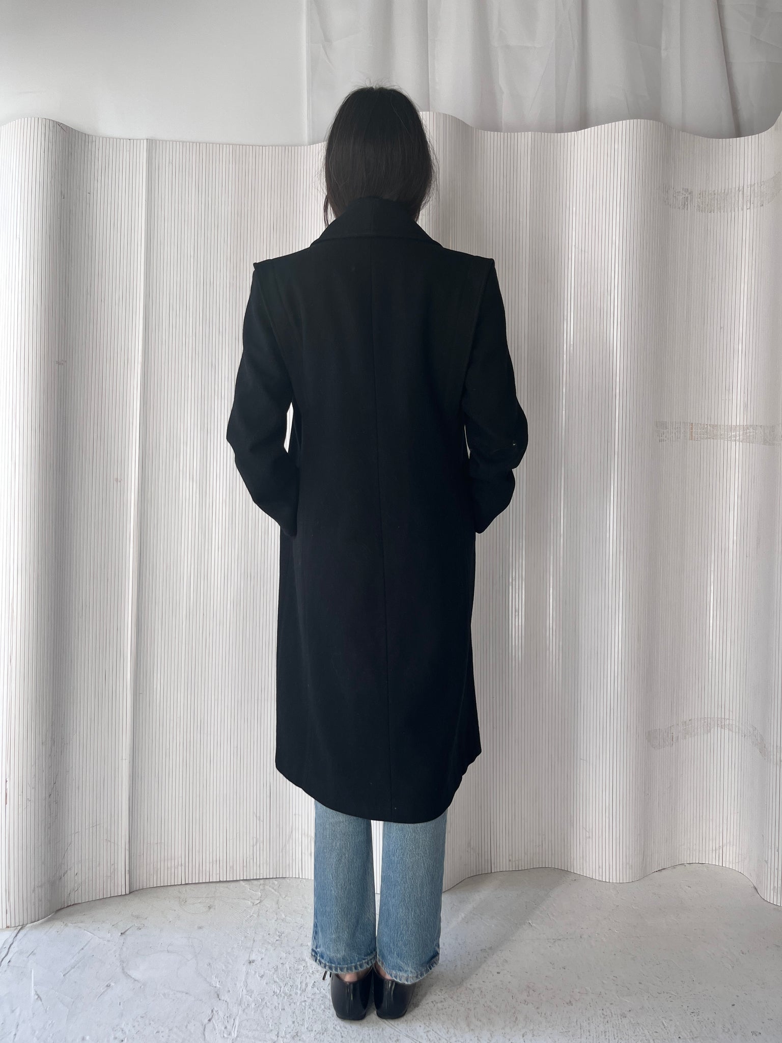 Black long wool coat