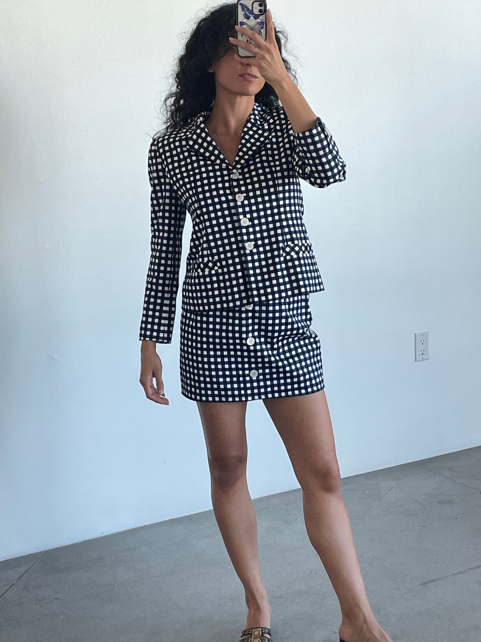 Burberry check skirt suit
