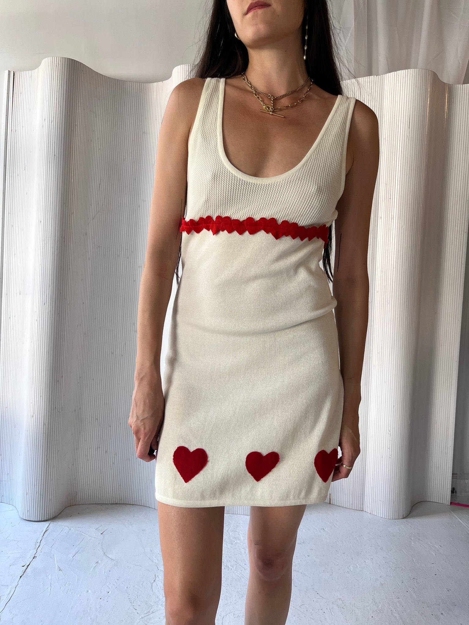 Giamba white & red heart dress